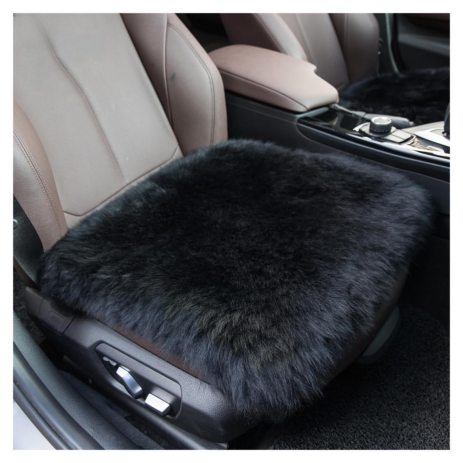 Funda de Asiento de Piel de Oveja Sisha-A Negra Universal