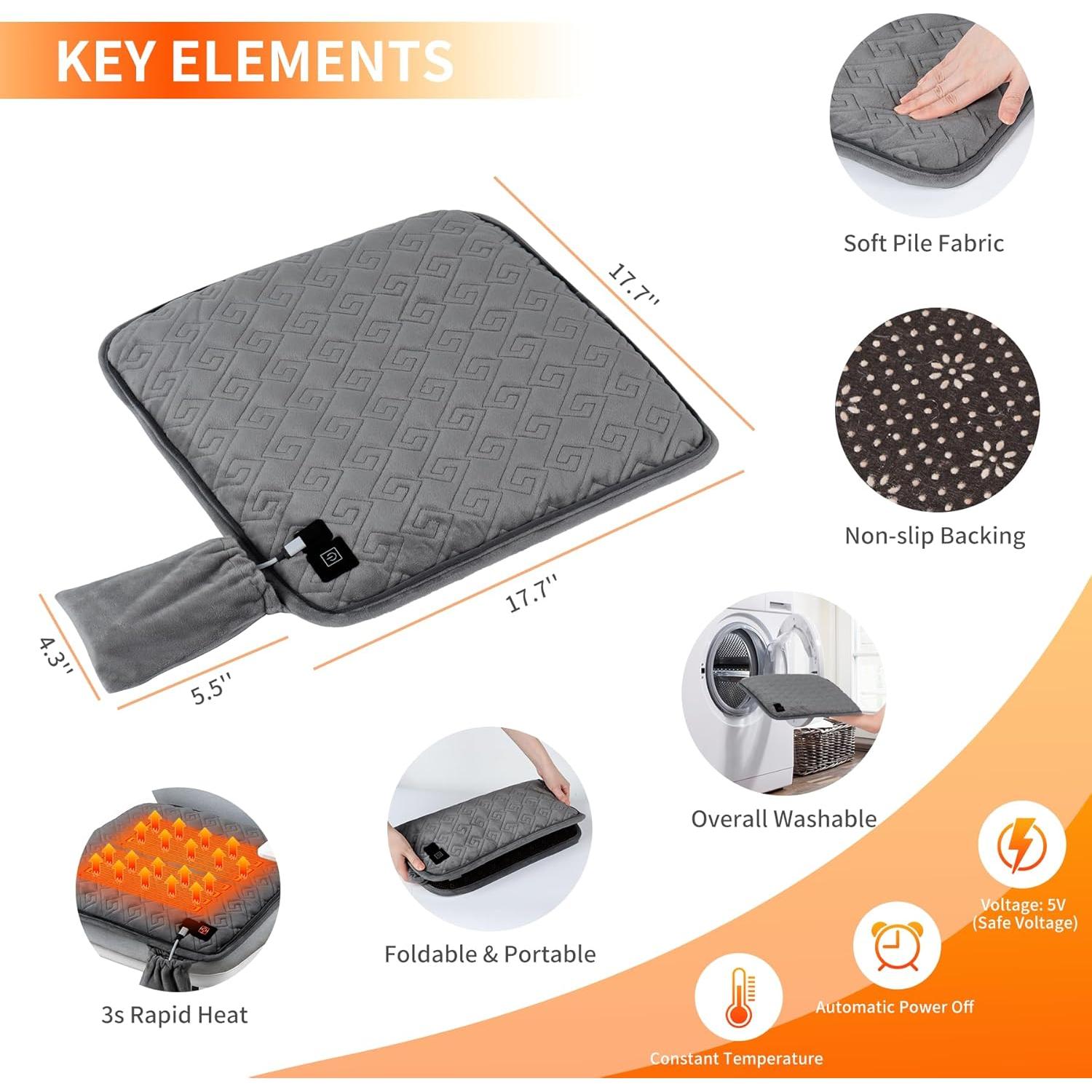 Cojín de Asiento Calentado ChlorStar Gris Oscuro 10x45 cm
