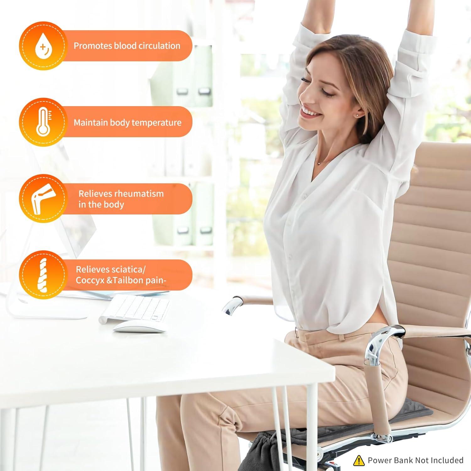 Cojín de Asiento Calentado ChlorStar Gris Oscuro 10x45 cm