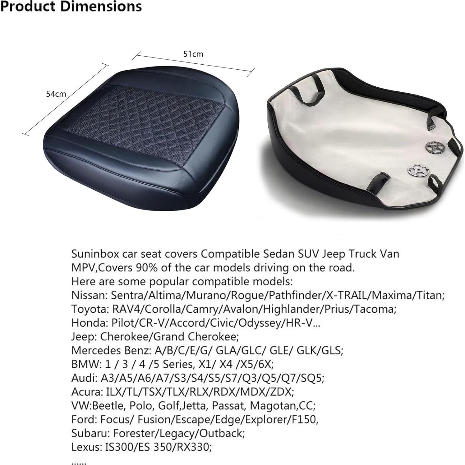 Fundas de Asiento de Coche Suninbox Universal Negro 2 Piezas