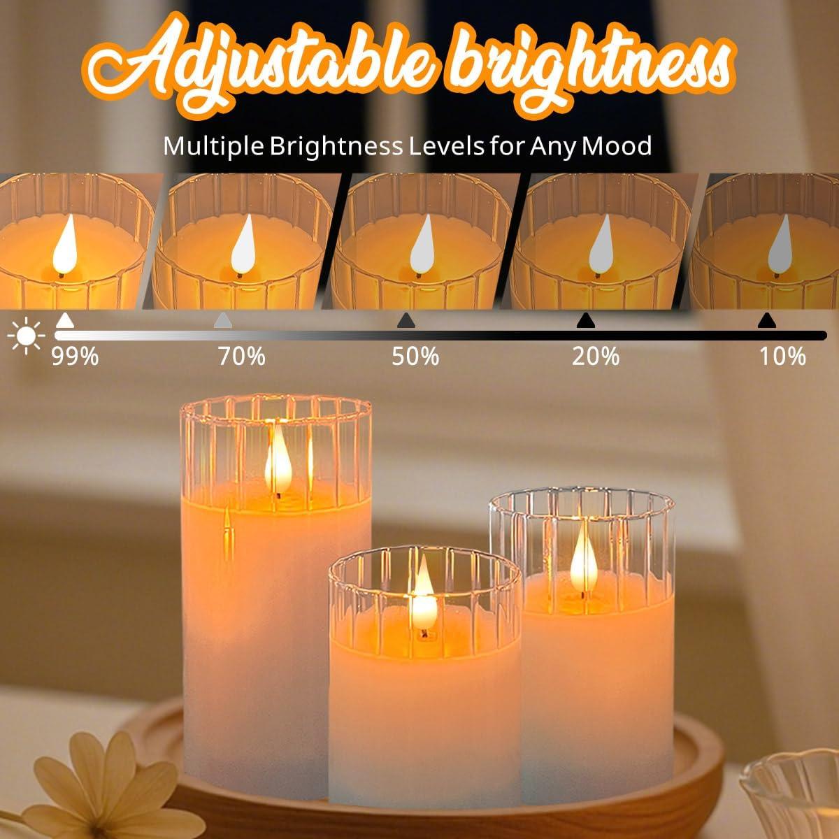 Set de 3 Velas LED Recargables Sin Llama LEDHOLYT - Control Remoto