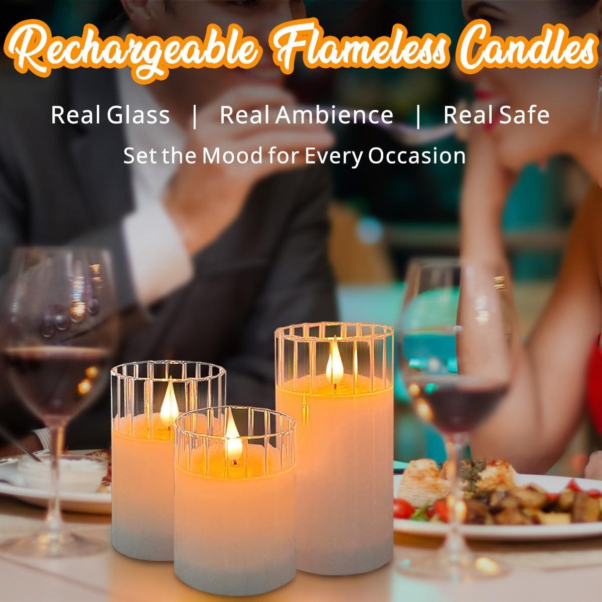 Set de 3 Velas LED Recargables Sin Llama LEDHOLYT - Control Remoto