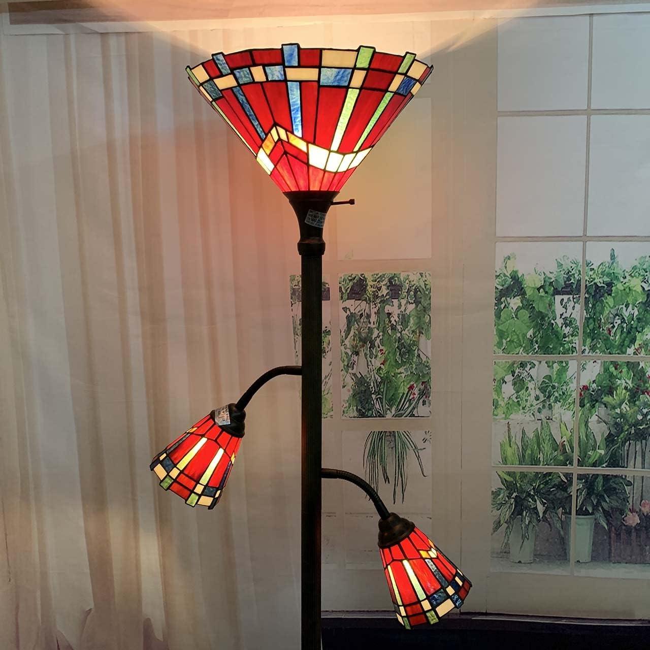 Lámpara de Pie Tiffany Bieye Misi&oacute;n 3 Luces 178 cm Vidrio Templado