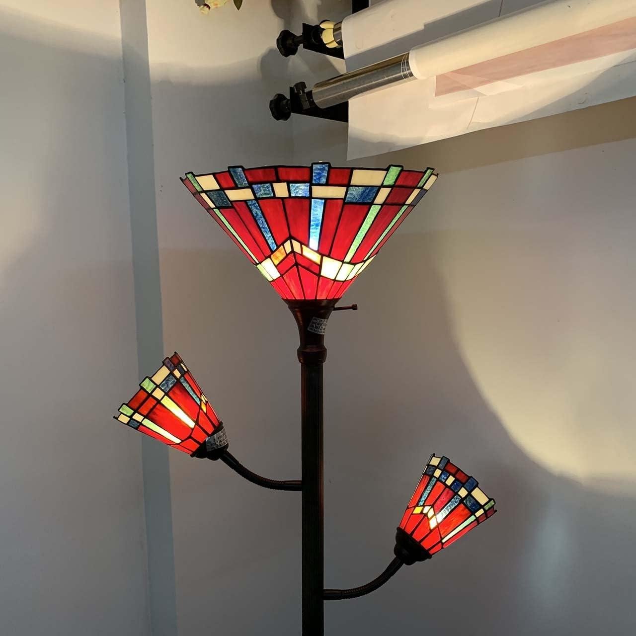 Lámpara de Pie Tiffany Bieye Misi&oacute;n 3 Luces 178 cm Vidrio Templado