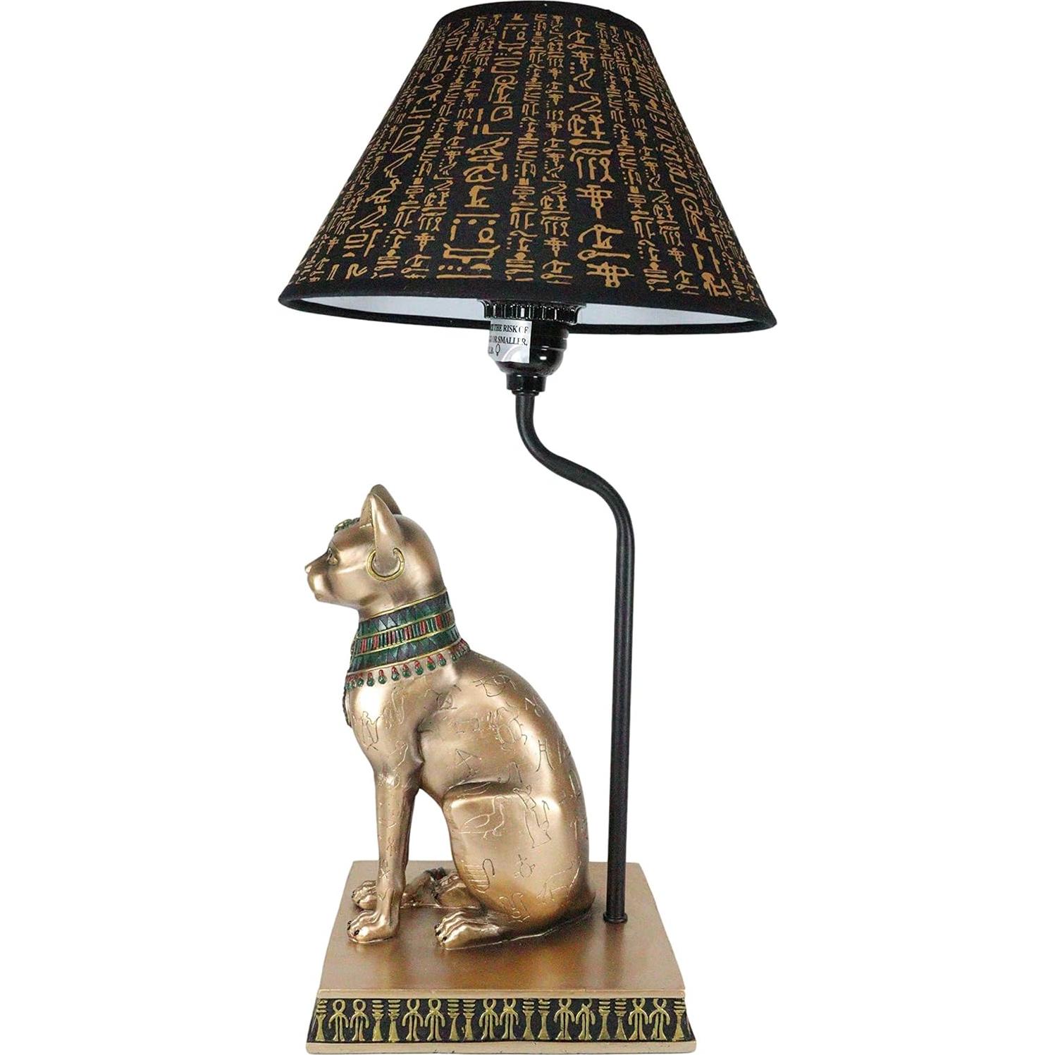 Lámpara de Mesa Bastet Egipcia Gato 45.72 cm Bronce