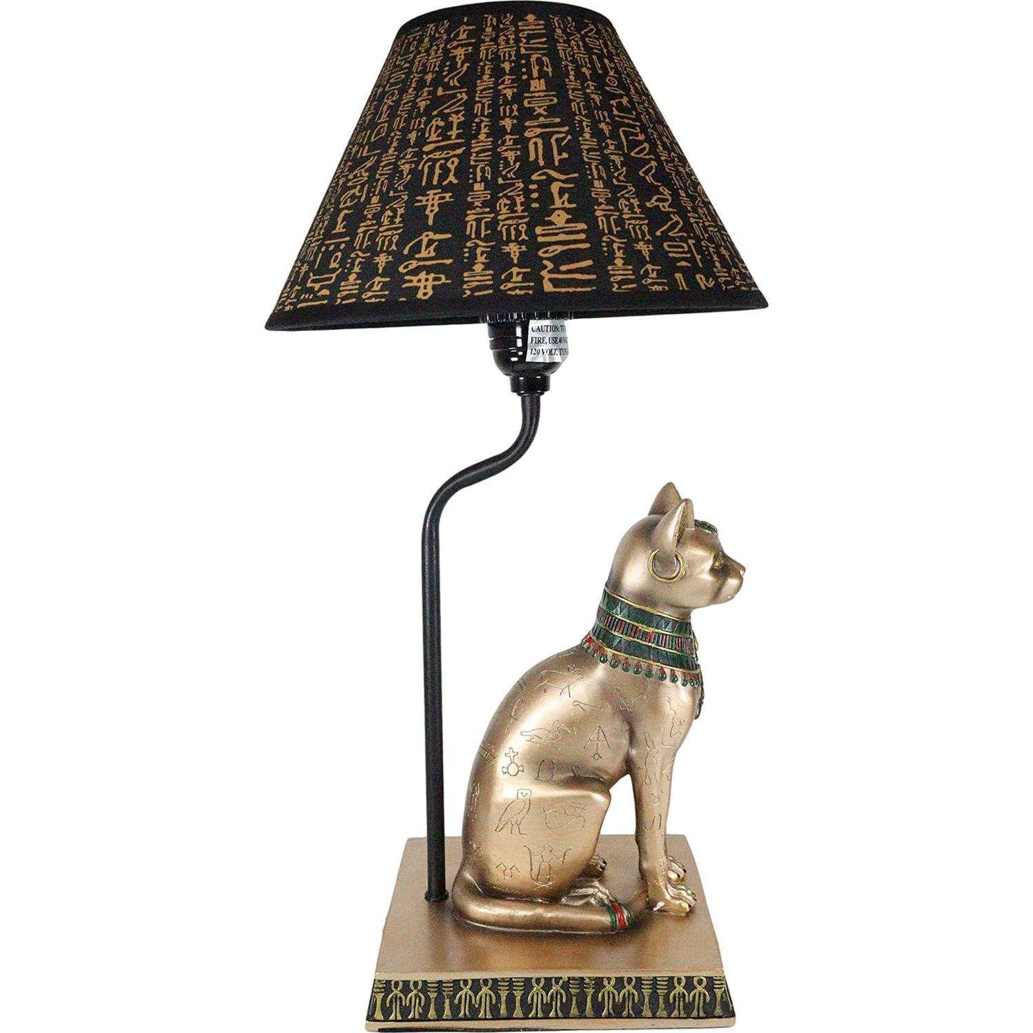 Lámpara de Mesa Bastet Egipcia Gato 45.72 cm Bronce