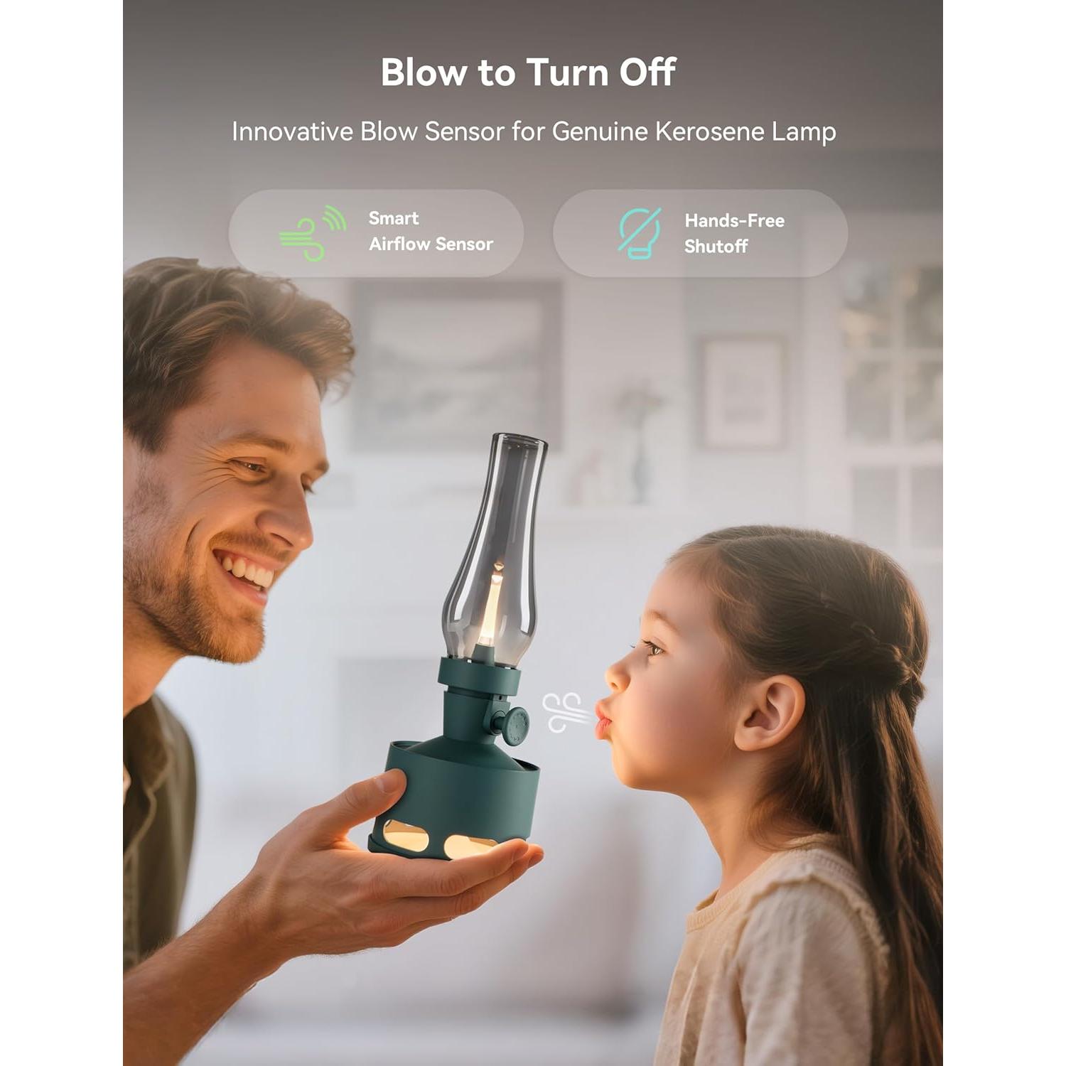 Lámpara de Mesa Recargable Tubicen Verde 10 Niveles Táctil