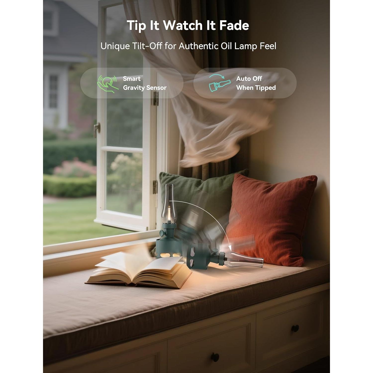 Lámpara de Mesa Recargable Tubicen Verde 10 Niveles Táctil