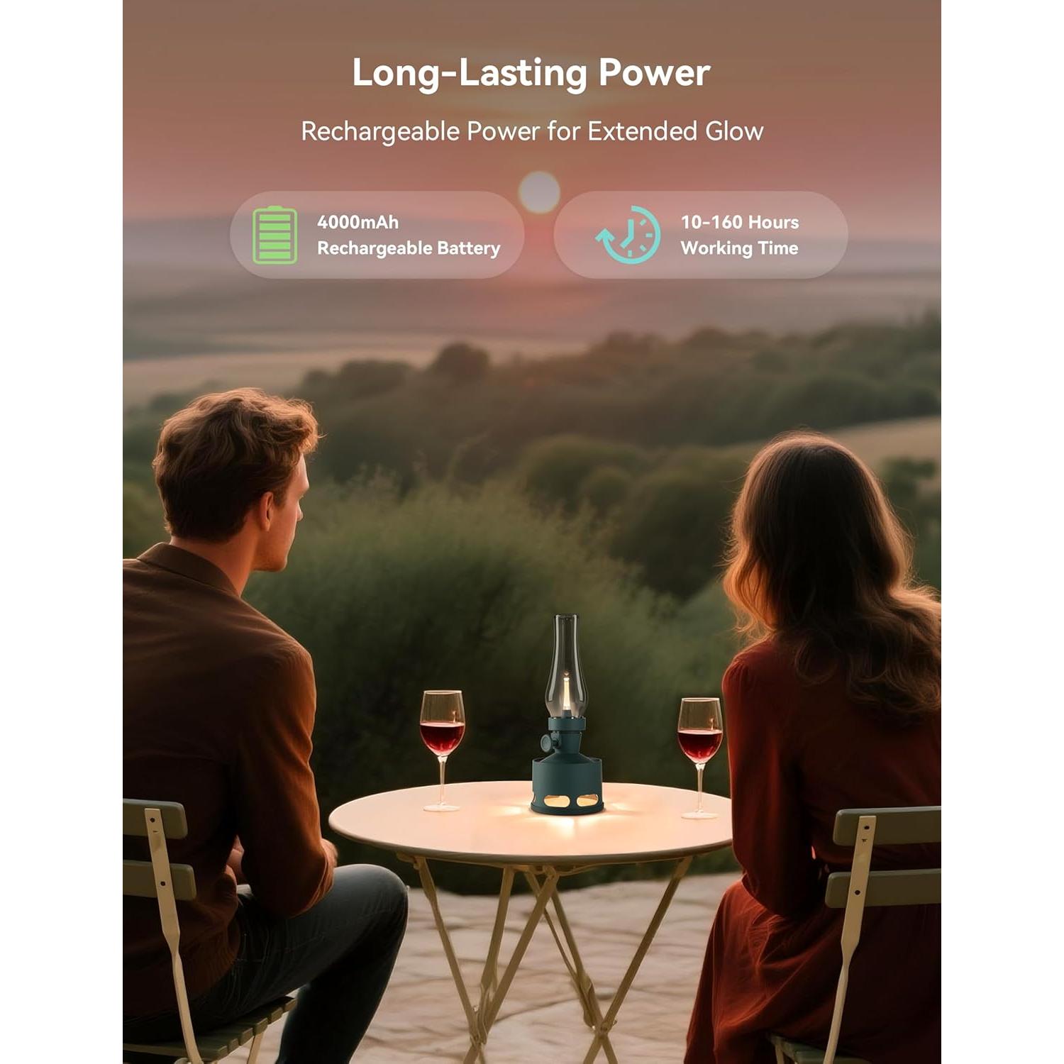 Lámpara de Mesa Recargable Tubicen Verde 10 Niveles Táctil