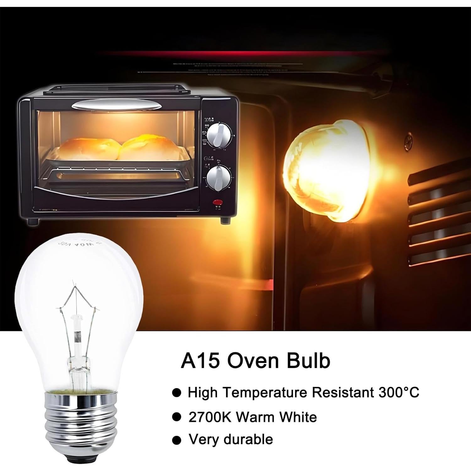 Bombilla A15 40W Zqian para Horno y Electrodomésticos 2 Pcs