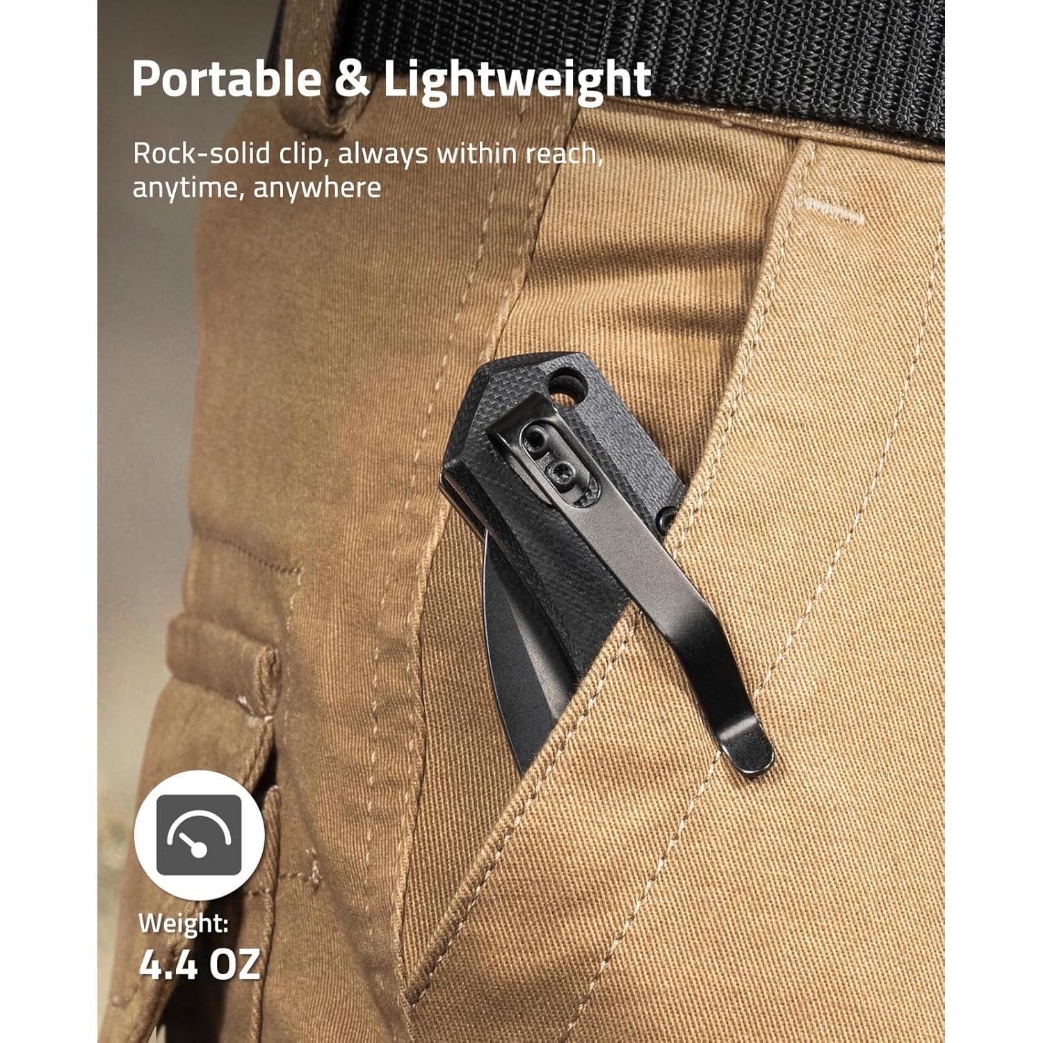 Cuchillo de bolsillo CVLIFE G10 7.6 cm plegable negro EDC