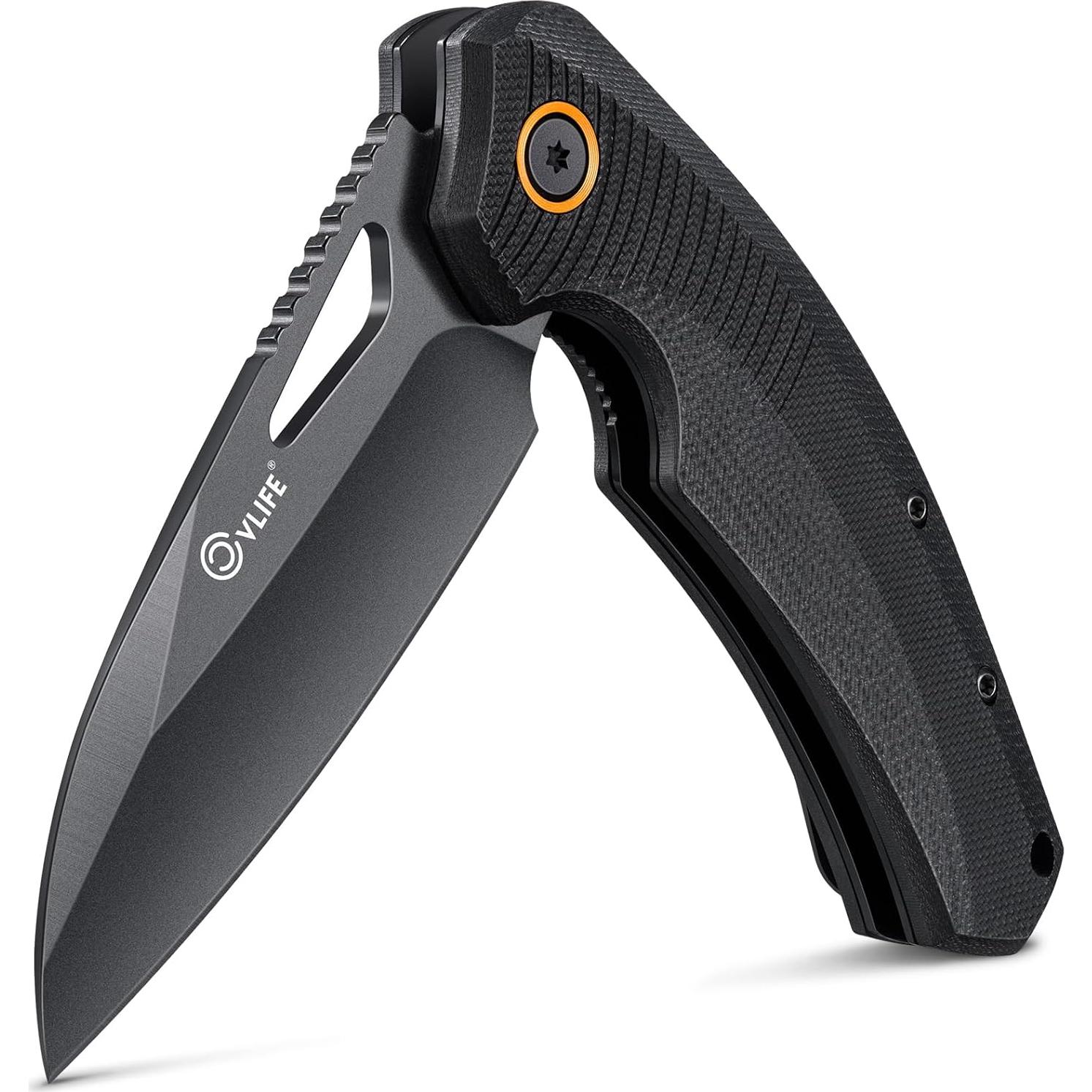 Cuchillo de bolsillo CVLIFE G10 7.6 cm plegable negro EDC
