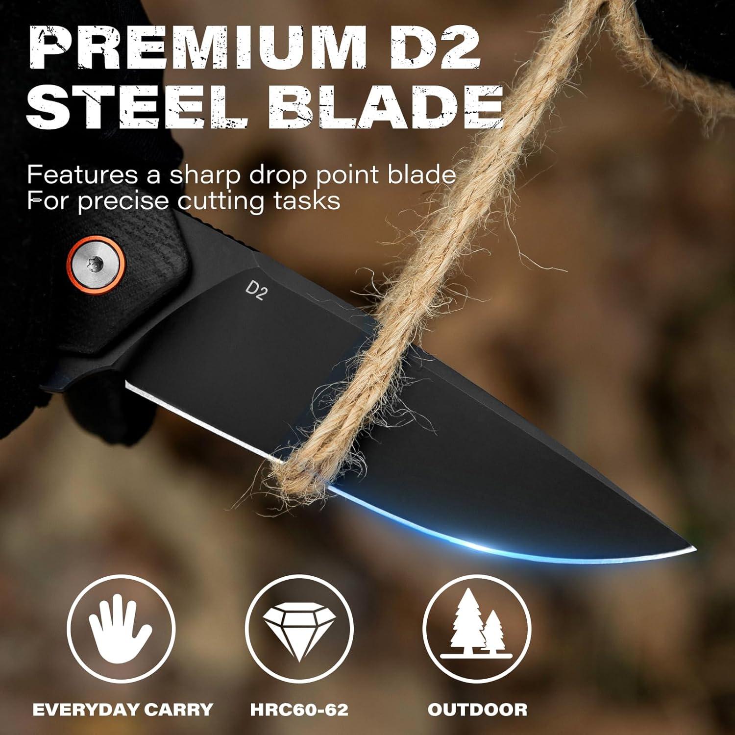 Cuchillo de bolsillo Dispatch DP8076-SB, acero D2, 8.36 cm