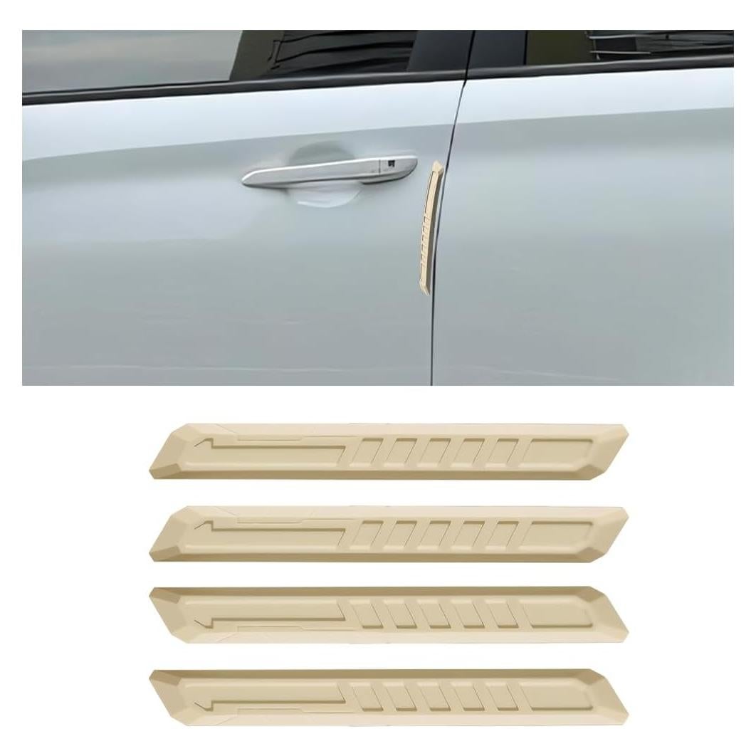 Car Door Edge Guard, 4PCS Silicone Anti-Collision Self-Adhesive Vehicle Door Protector Trim Strip, Anti-Scratch Auto Decorative Stickers, Universal for Sedan Truck SUV (Beige)