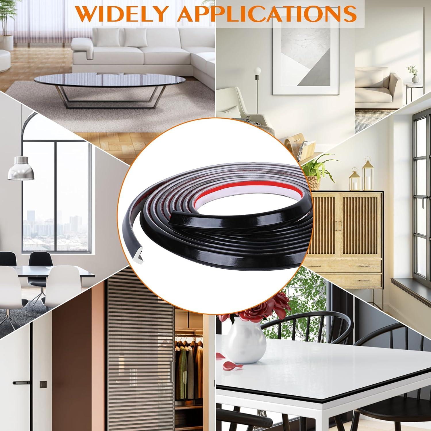 Bisel Autoadhesivo Kikerike 10 Pies PVC Negro para Azulejos