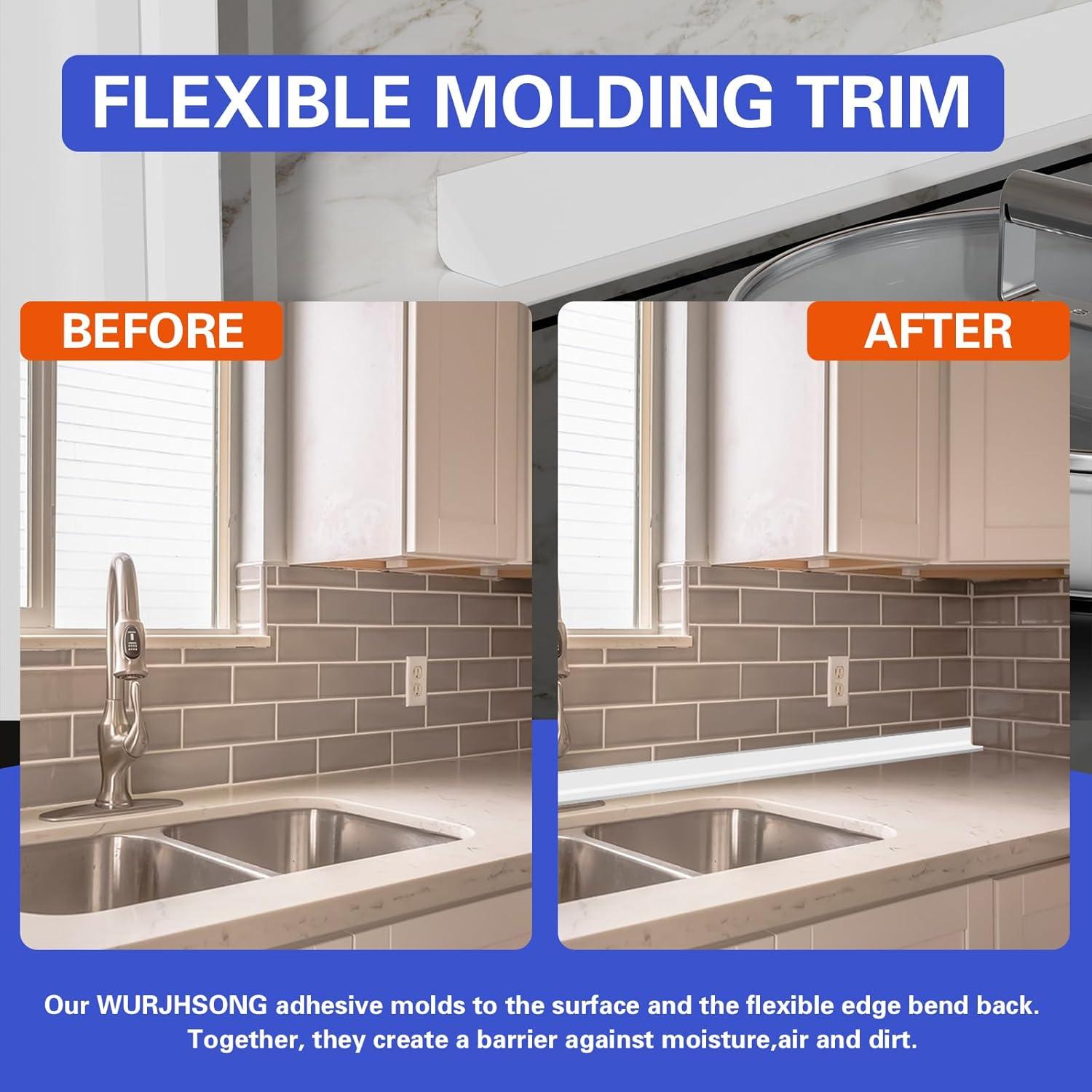 Moldura Flexible Autoadhesiva WURJHSONG 1m Negra Impermeable