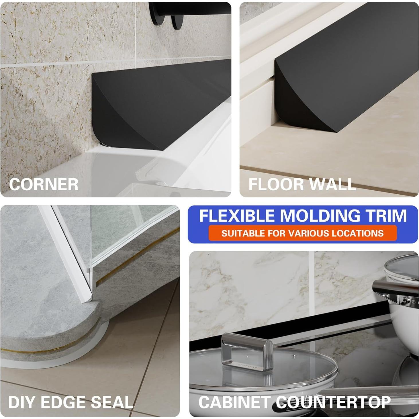 Moldura Flexible Autoadhesiva WURJHSONG 1m Negra Impermeable