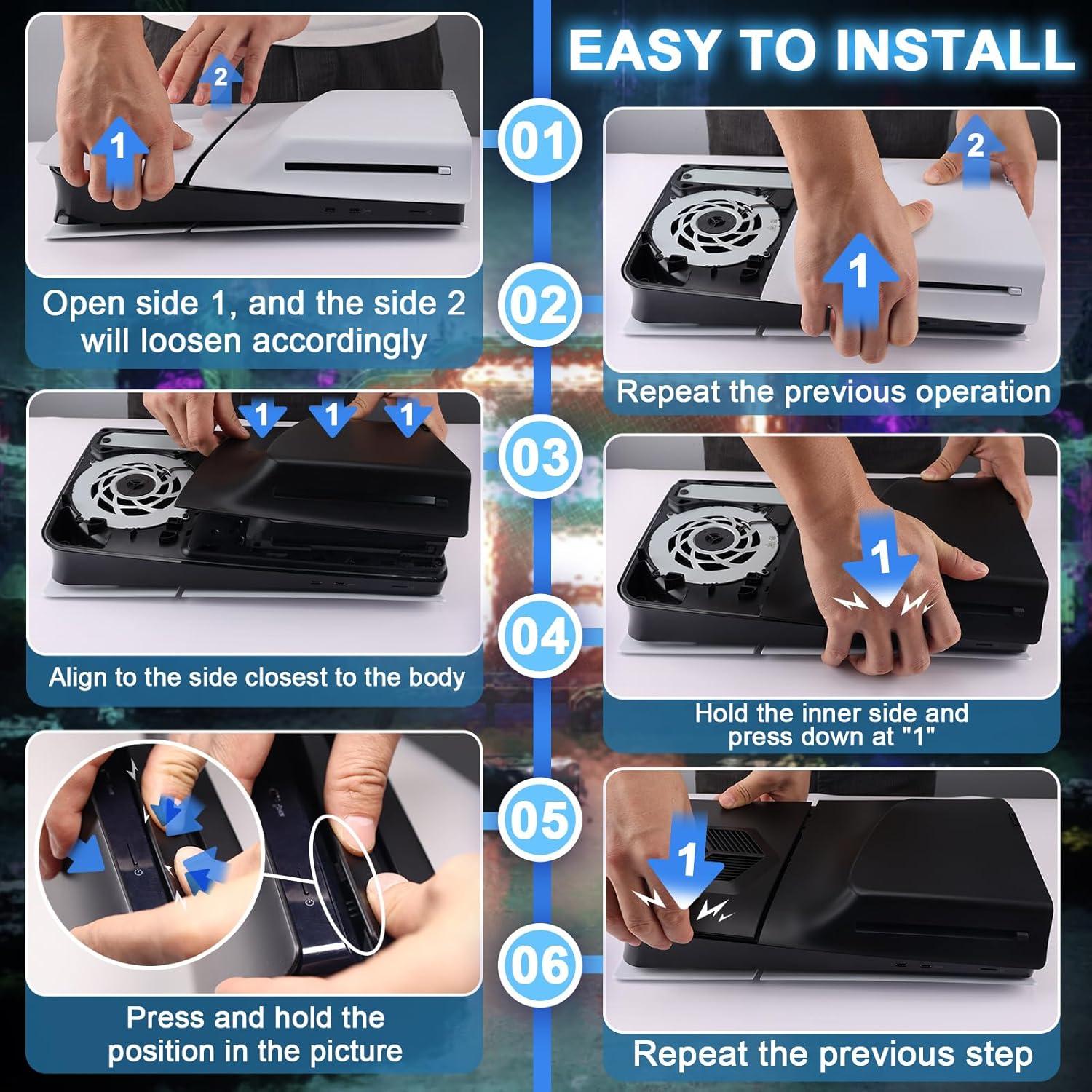 Cubiertas PS5 Slim SIKEMAY Ventiladas Negro 2023