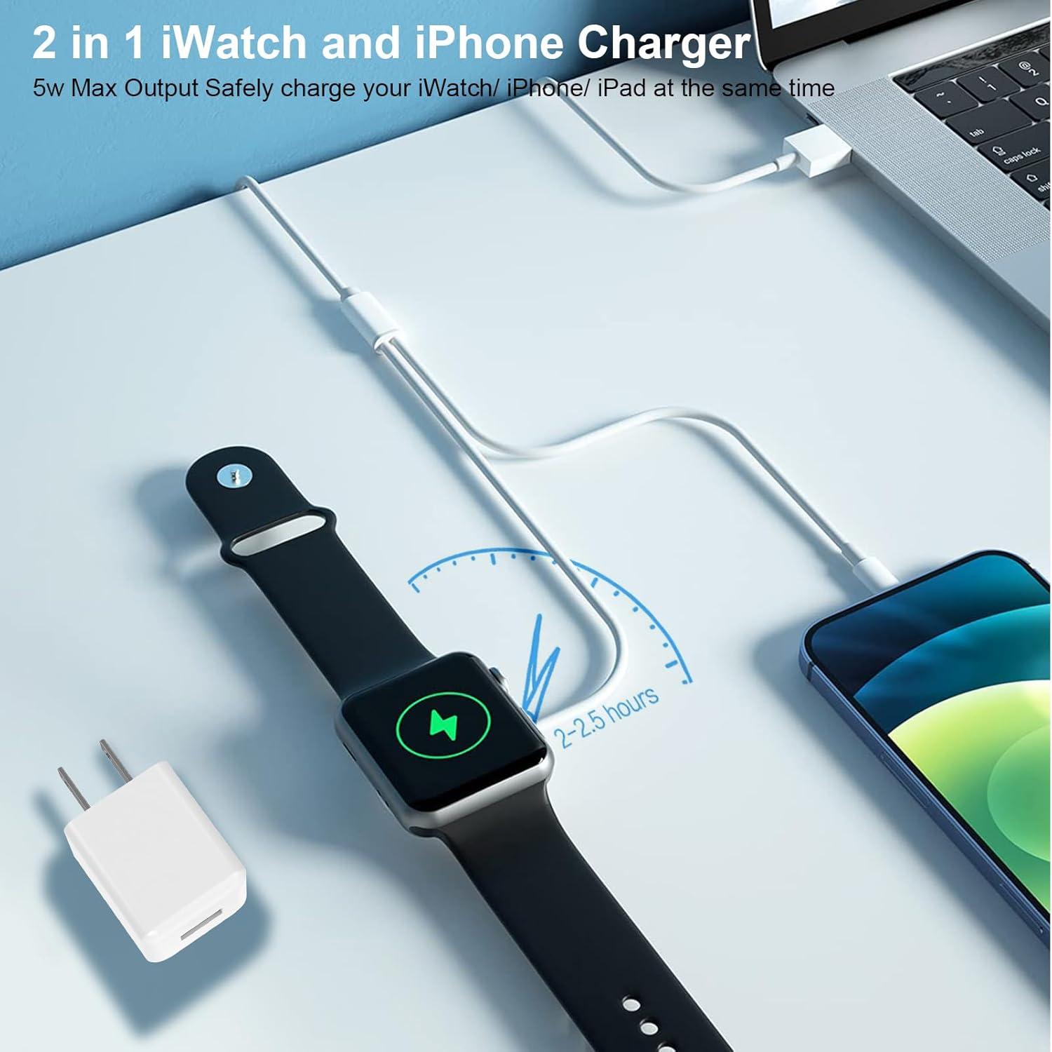 Cargador 2 en 1 Apple para iPhone y Reloj - 2m USB