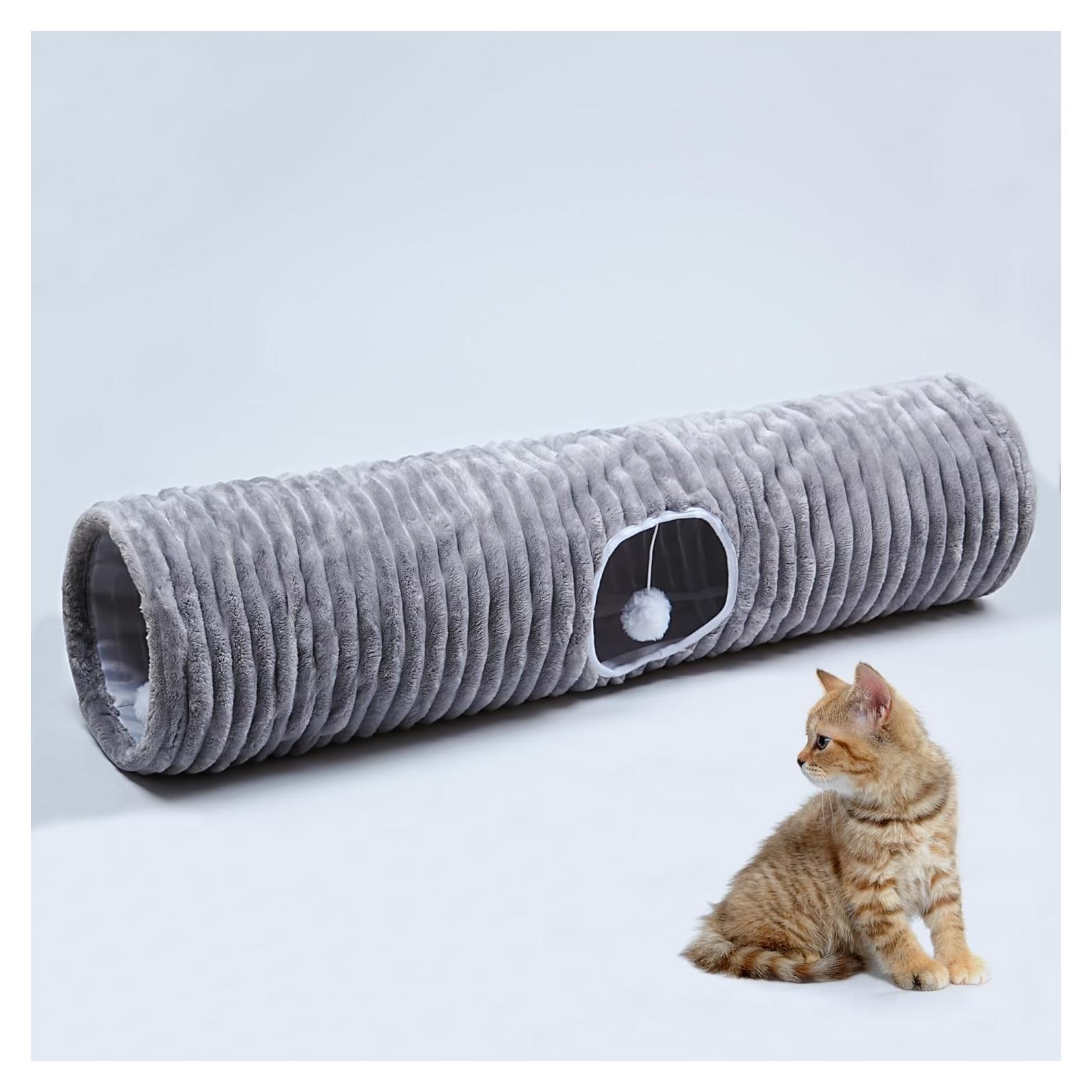 Túnel de Gato Colapsable FORMYCATIE 109 cm Rayas Grises