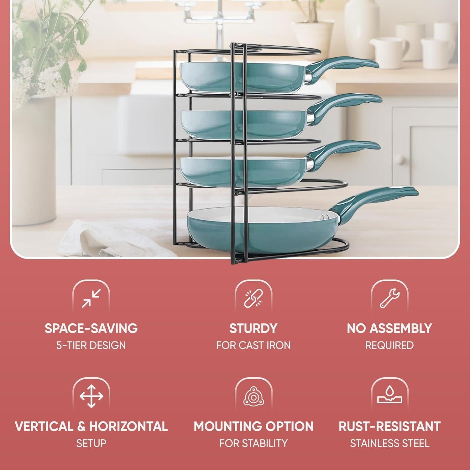 Organizador de Ollas y Sartenes Extreme Matters 5 Niveles Negro