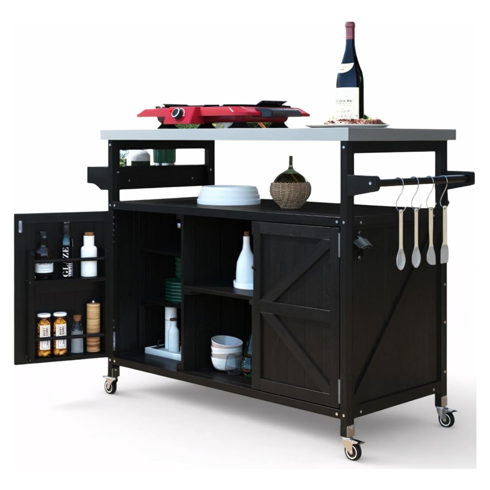 Isla de Cocina Exterior Andehomy Carrito de Bar Móvil 127.6 cm
