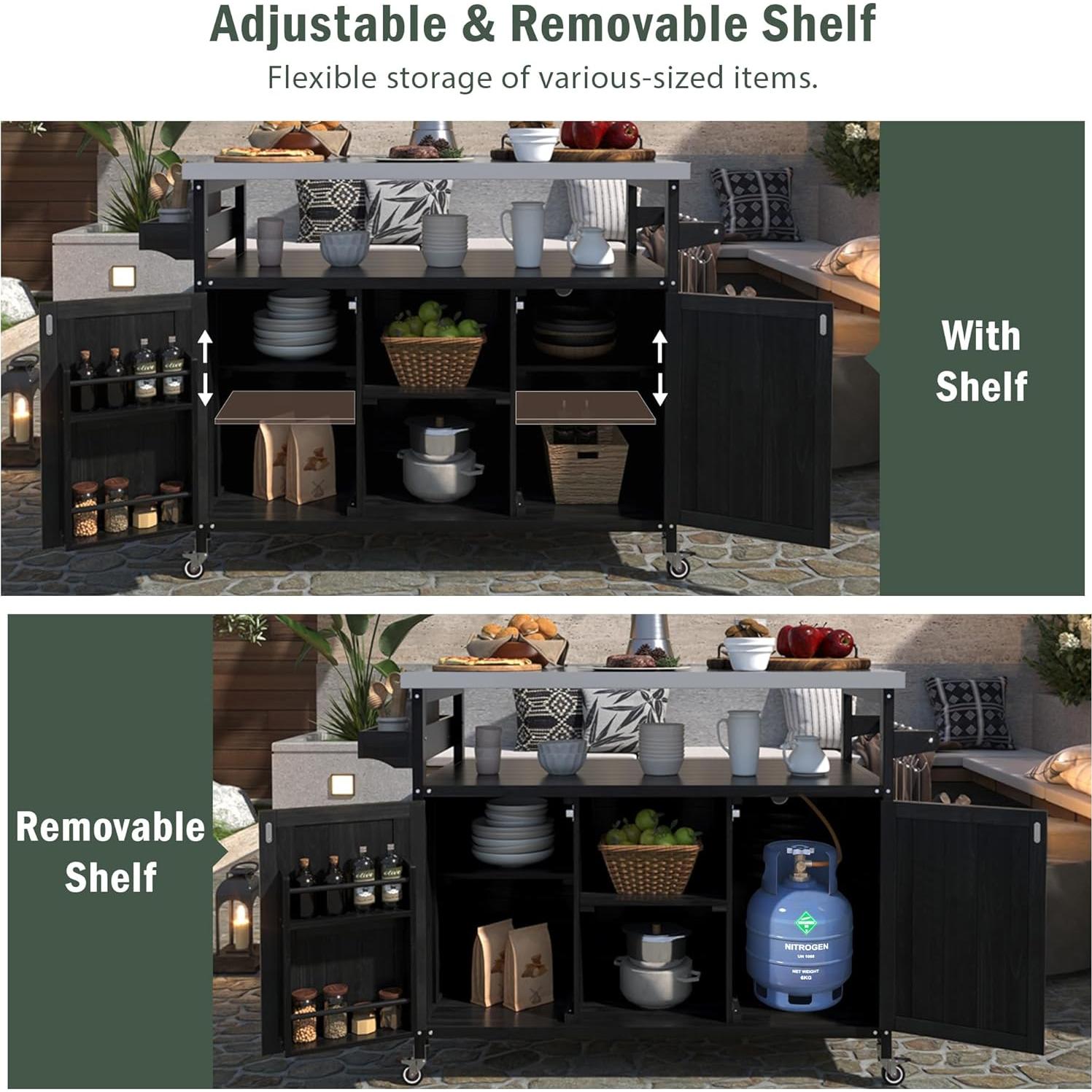 Isla de Cocina Exterior Andehomy Carrito de Bar Móvil 127.6 cm