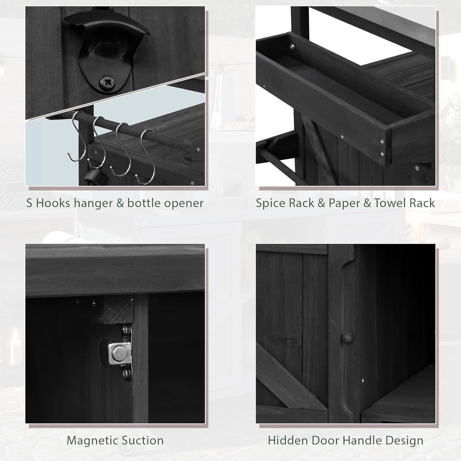 Isla de Cocina Exterior Andehomy Carrito de Bar Móvil 127.6 cm