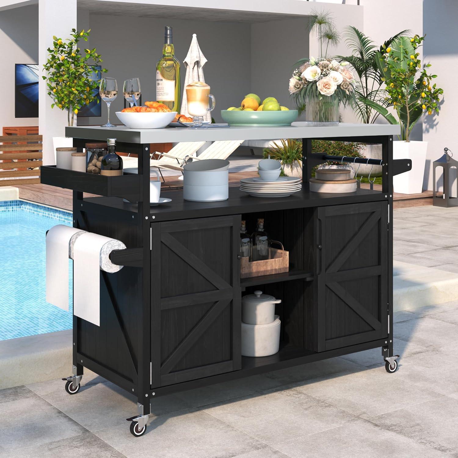 Isla de Cocina Exterior Andehomy Carrito de Bar Móvil 127.6 cm