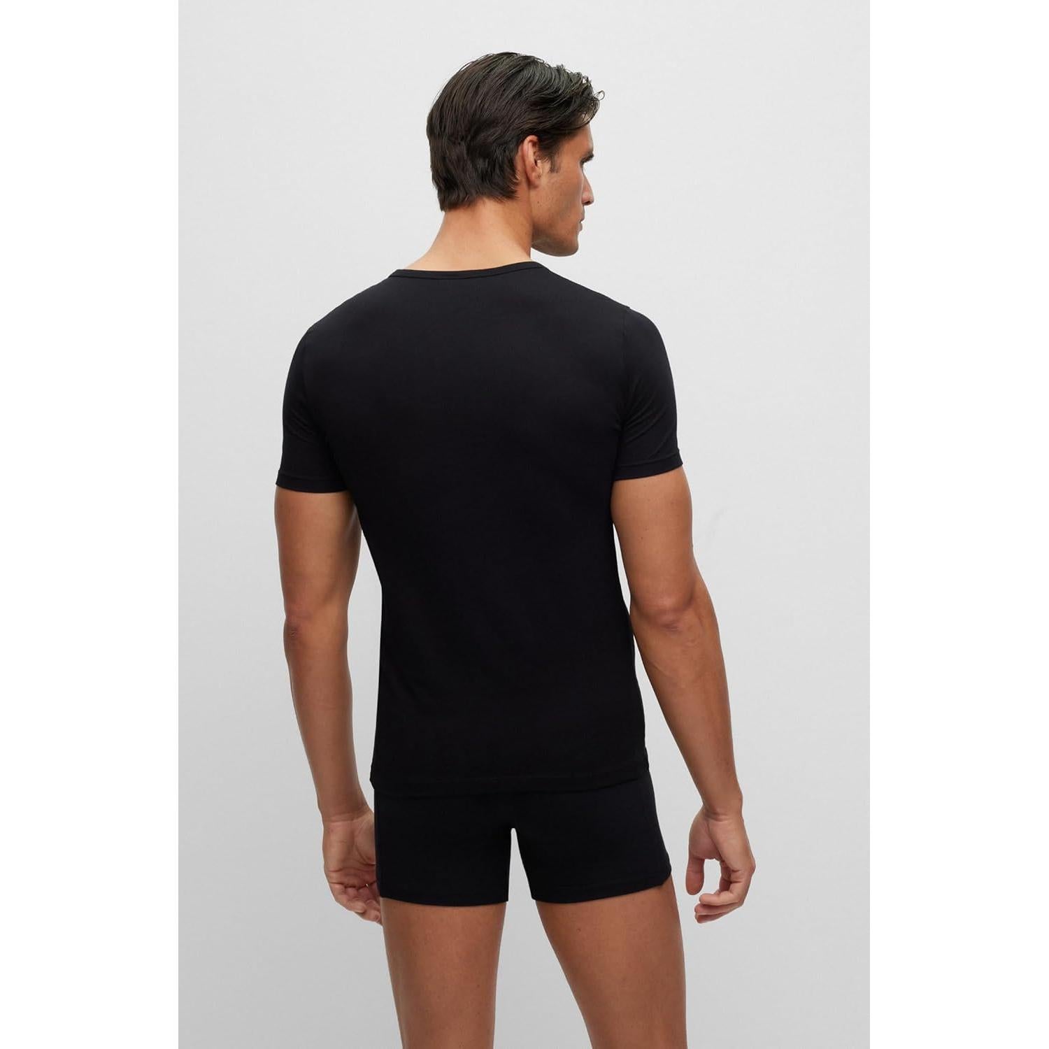 Camisetas interiores HUGO BOSS 2 unidades algodón stretch negro