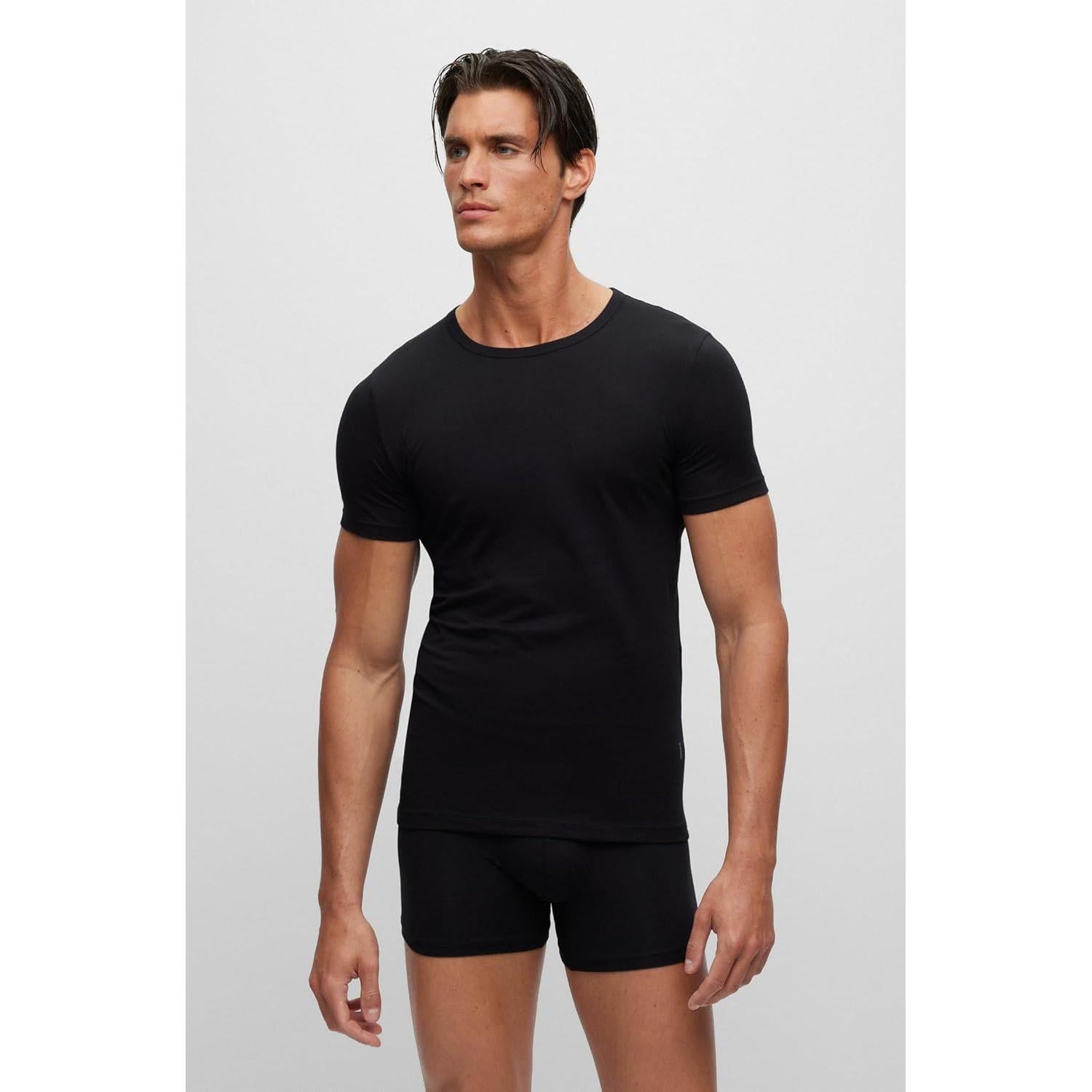 Camisetas interiores HUGO BOSS 2 unidades algodón stretch negro