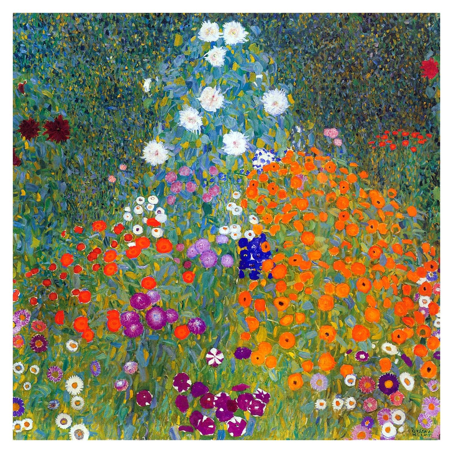 Landscape Garden Flowers by Gustav Klimt Accent Tile Mural Kitchen Bathroom Wall Backsplash Behind Stove Range Sink Splashback One Tile 4.25" Ceramic, Glossy