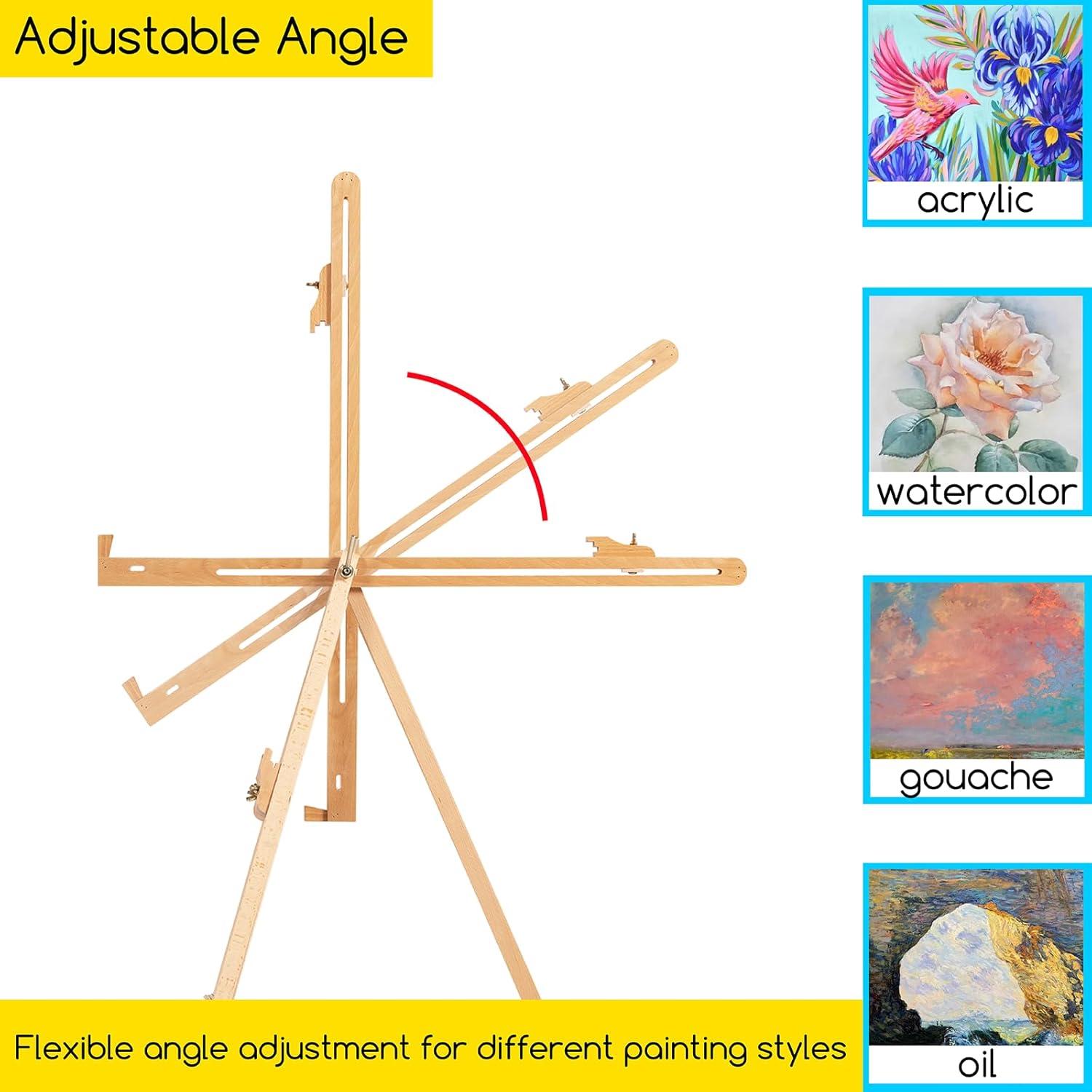 Caballete de Pintura MEEDEN de Campo con Trípode y Funda - Madera de Haya, Soporta Lienzos de hasta 86.36 cm