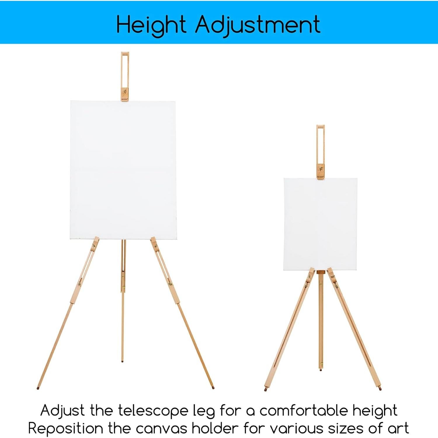 Caballete de Pintura MEEDEN de Campo con Trípode y Funda - Madera de Haya, Soporta Lienzos de hasta 86.36 cm
