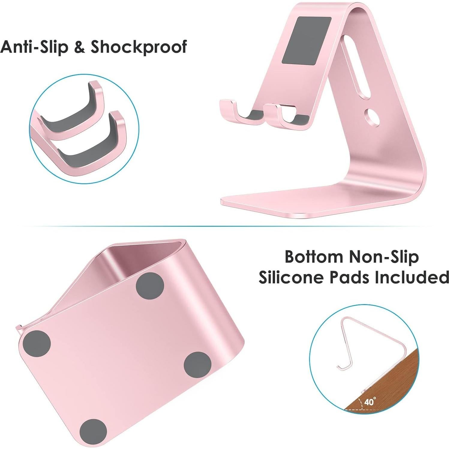 Soporte de Escritorio para Teléfono Móvil OMOTON Oro Rosa 4mm