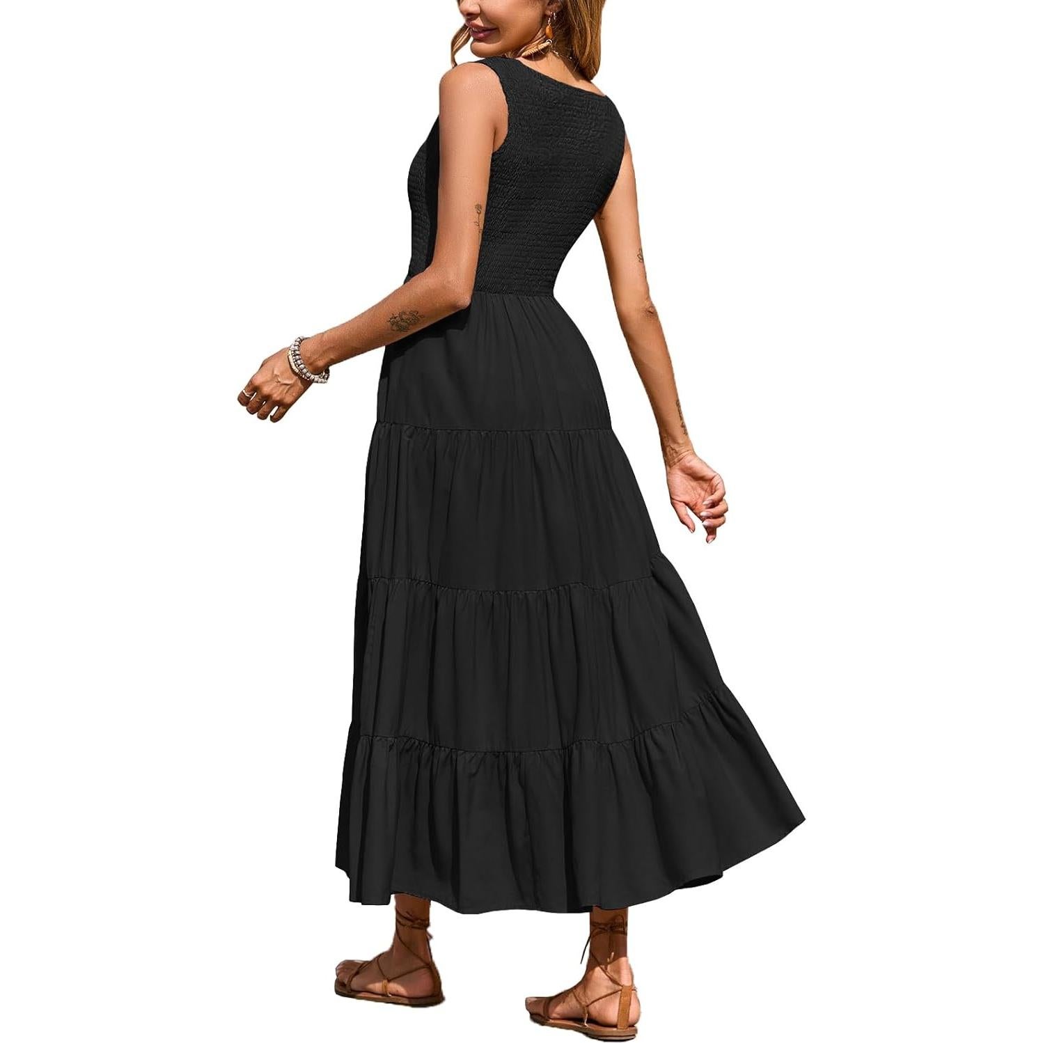 Vestido Maxi de Playa para Mujeres CzzzyL Sin Mangas con Bolsillos