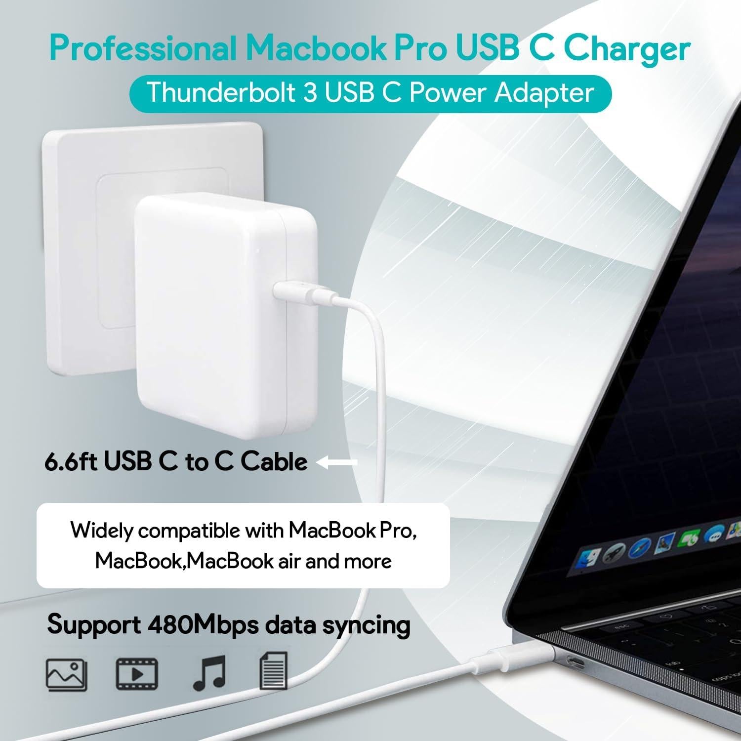 Cargador USB C 96W Tearplex para MacBook Pro y Air