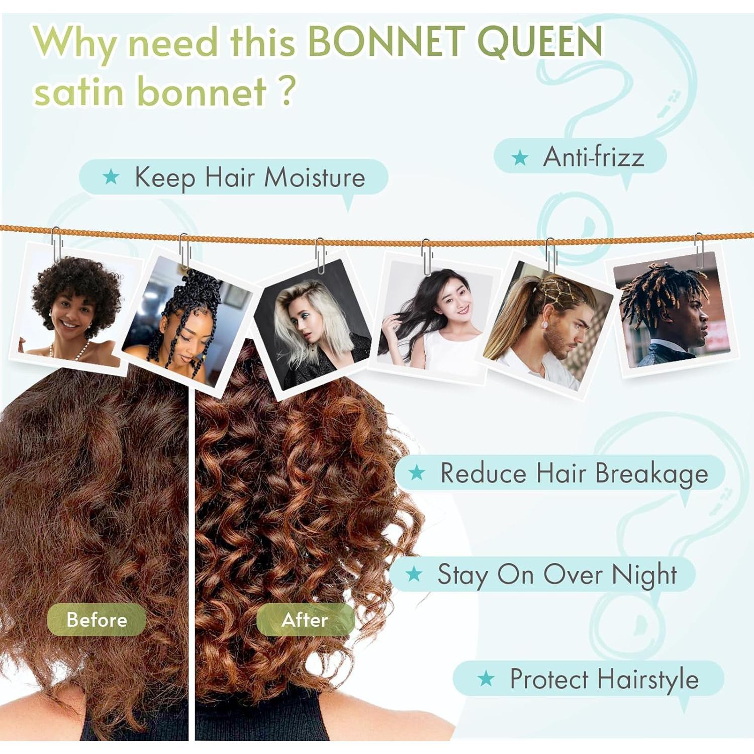 Bonete de Seda para Dormir Eastsun Aqua con Banda Ajustable