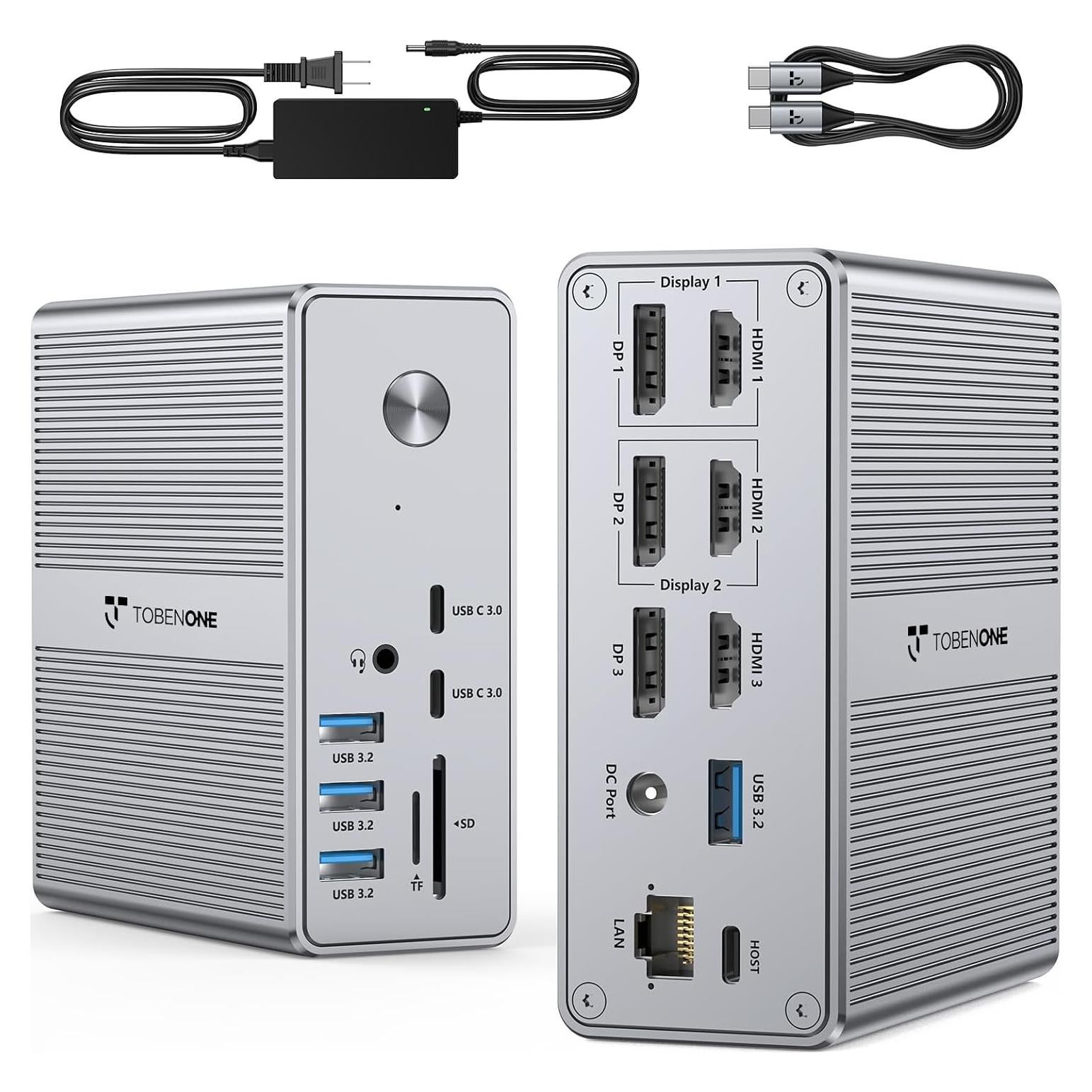 Estación de Acoplamiento TobenONE Triple Monitor 4K USB-C