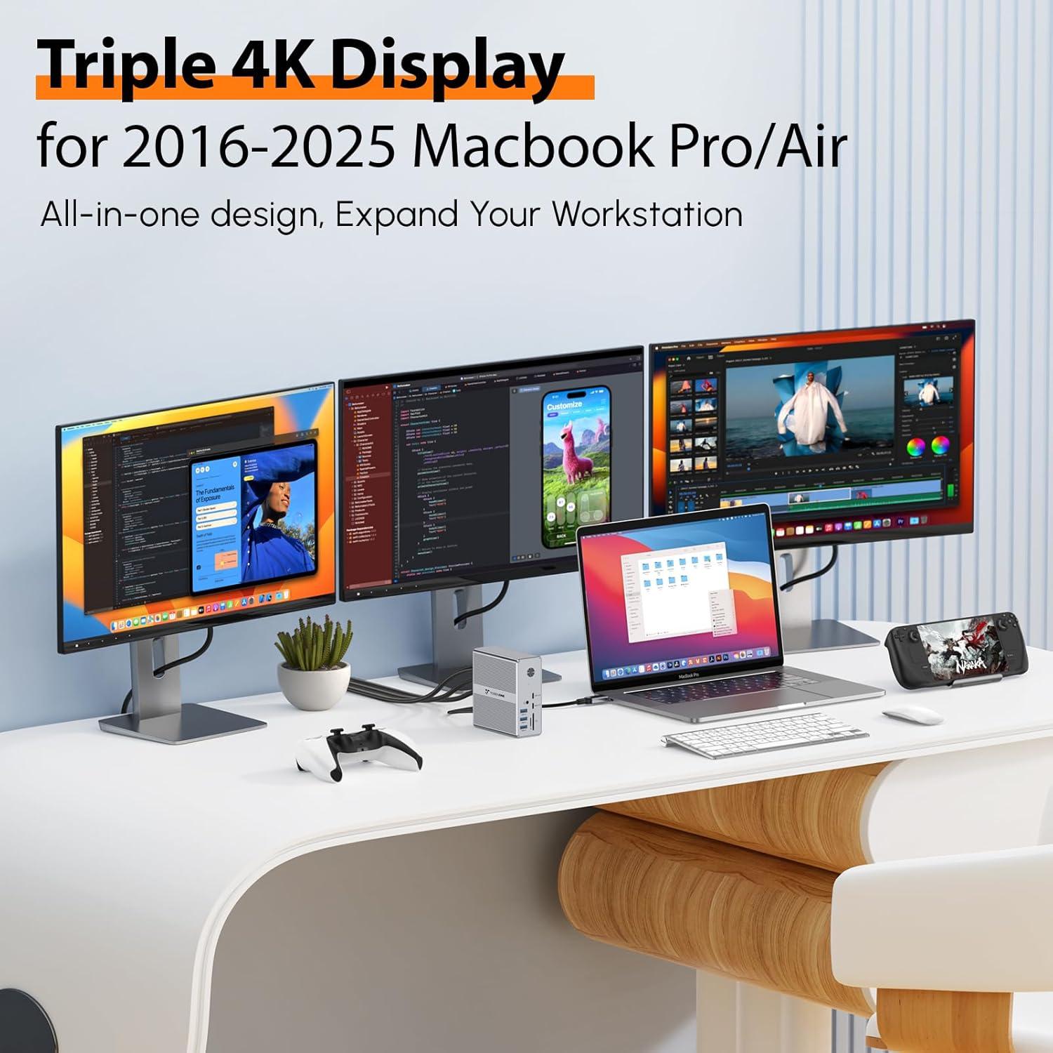 Estación de Acoplamiento TobenONE Triple Monitor 4K USB-C