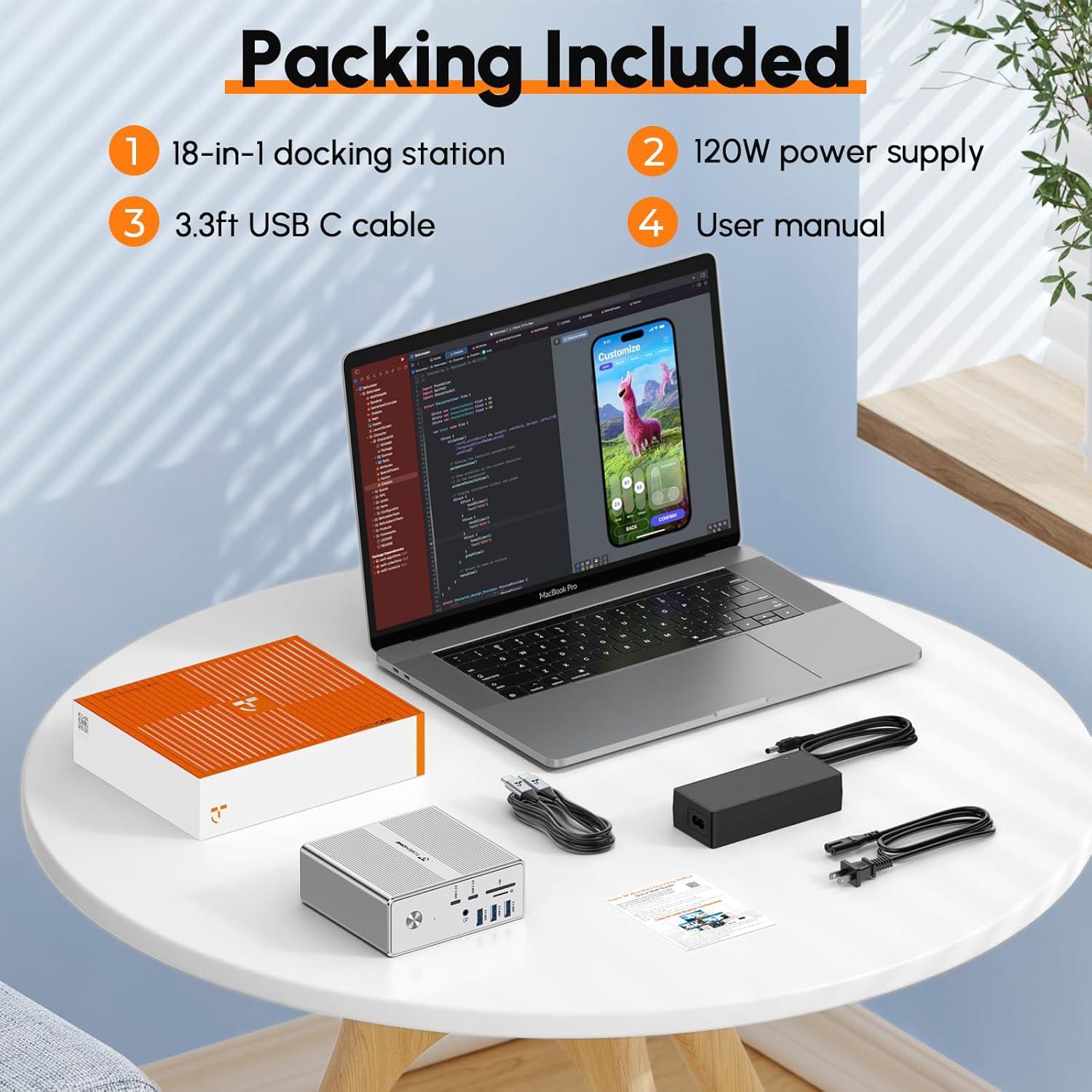 Estación de Acoplamiento TobenONE Triple Monitor 4K USB-C