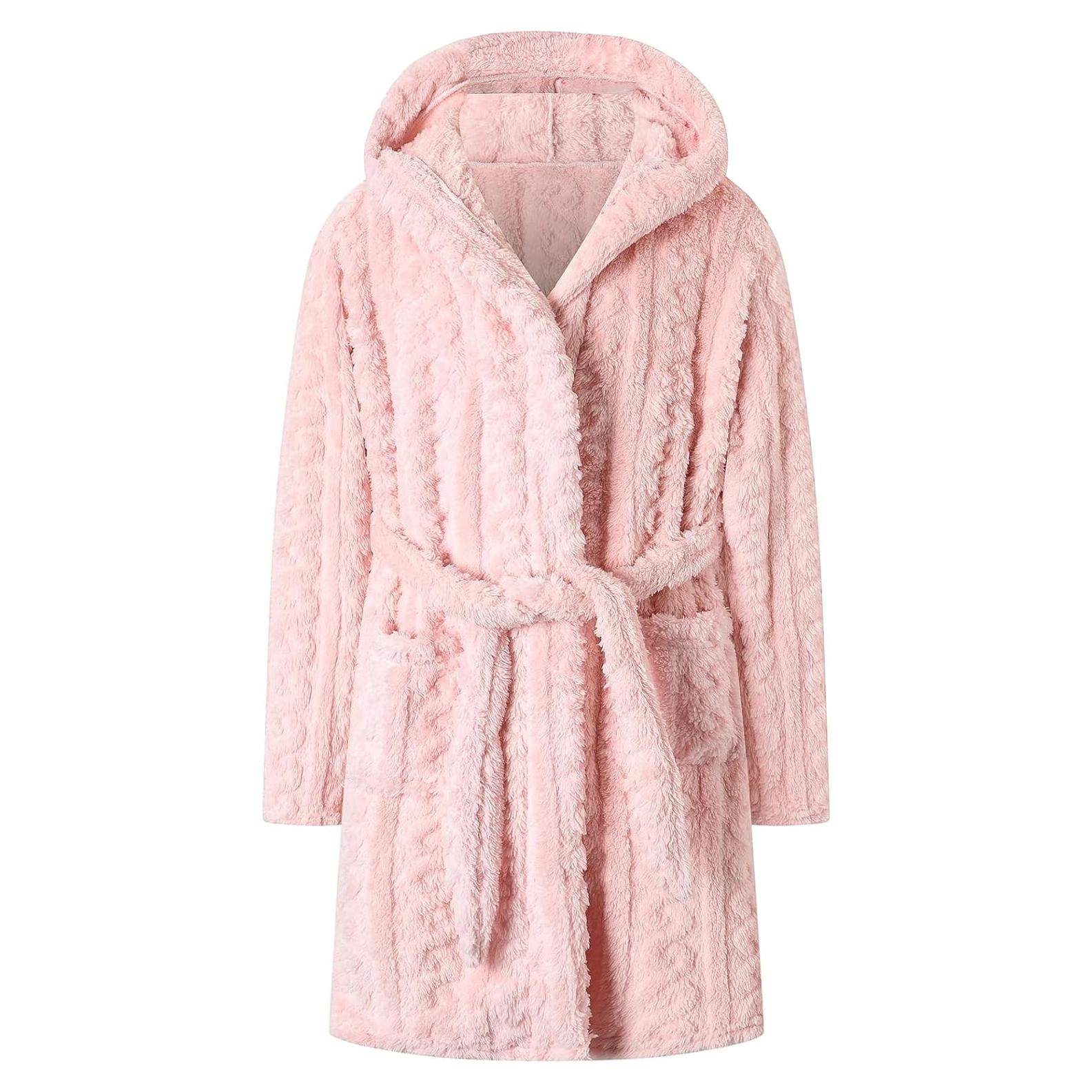 Bata de baño con capucha para niñas Umeyda 2T rosa suave