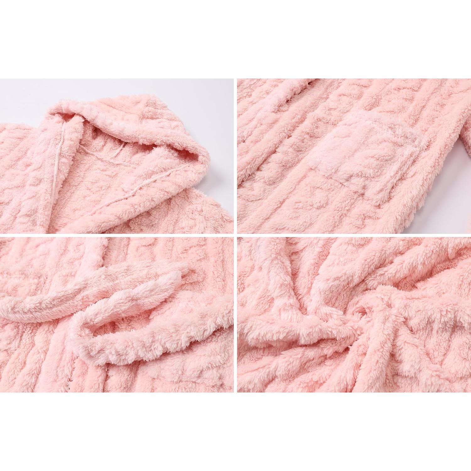 Bata de baño con capucha para niñas Umeyda 2T rosa suave