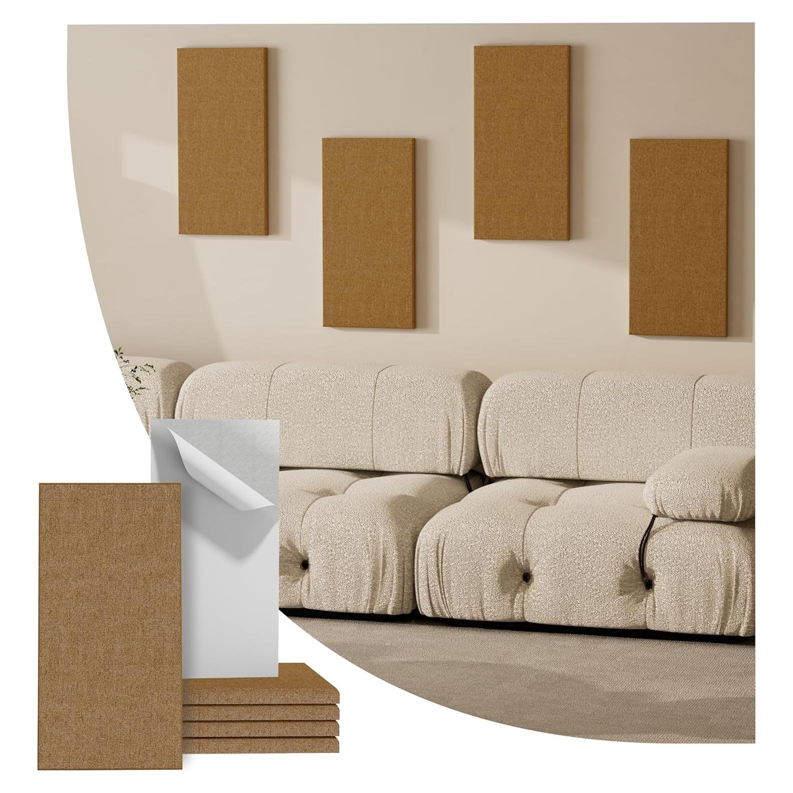 4 Paneles Acústicos Autoadhesivos Reverbeon 61x30.5cm Marrón