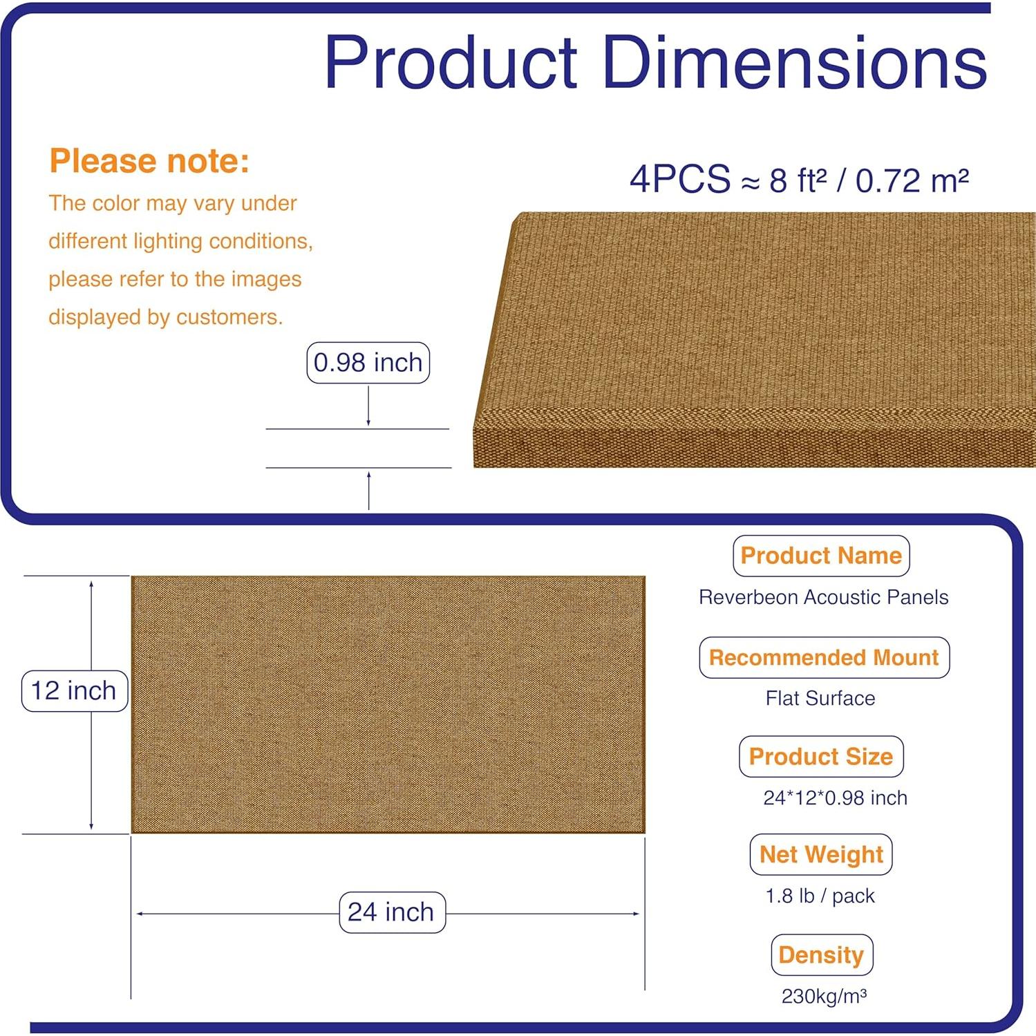 4 Paneles Acústicos Autoadhesivos Reverbeon 61x30.5cm Marrón