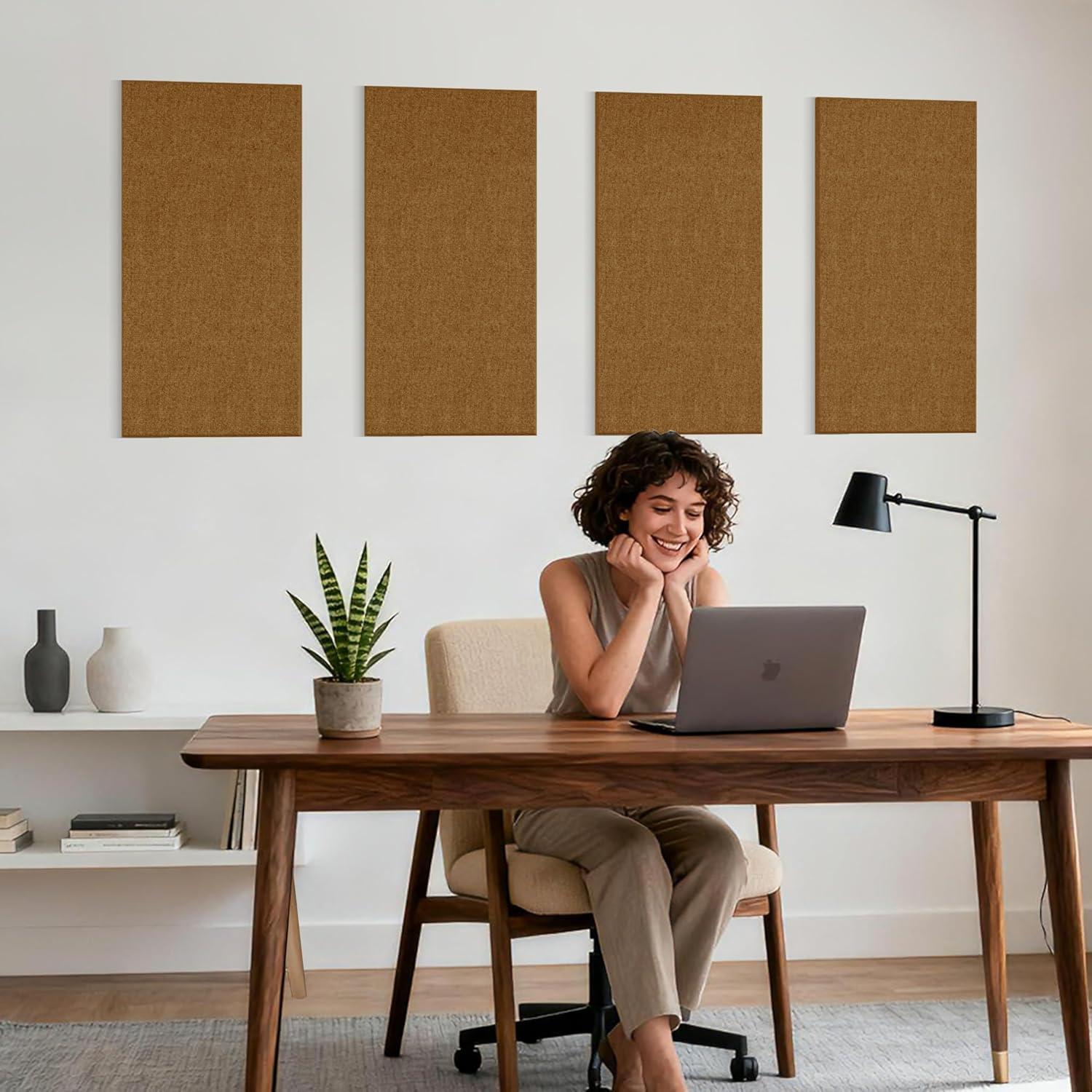 4 Paneles Acústicos Autoadhesivos Reverbeon 61x30.5cm Marrón