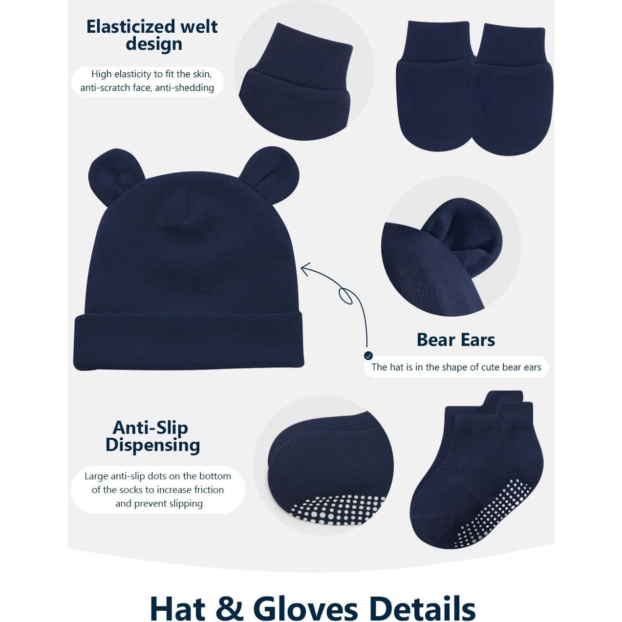 Conjunto de Gorro, Manoplas y Calcetines para Bebés Zurlefy