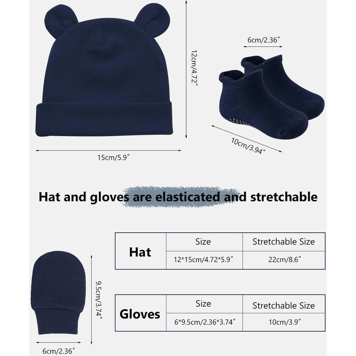 Conjunto de Gorro, Manoplas y Calcetines para Bebés Zurlefy