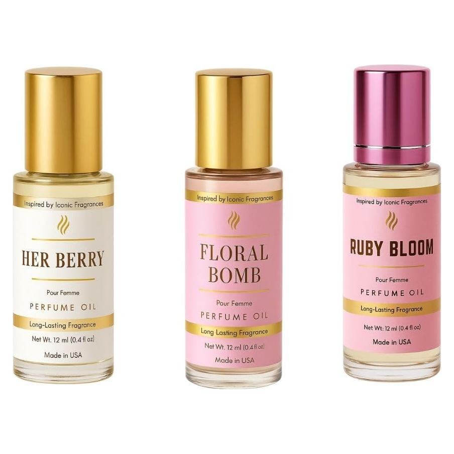 Set de Aceite de Perfume para Mujeres Bloom & Bomb - 3 Fragancias 12 ml