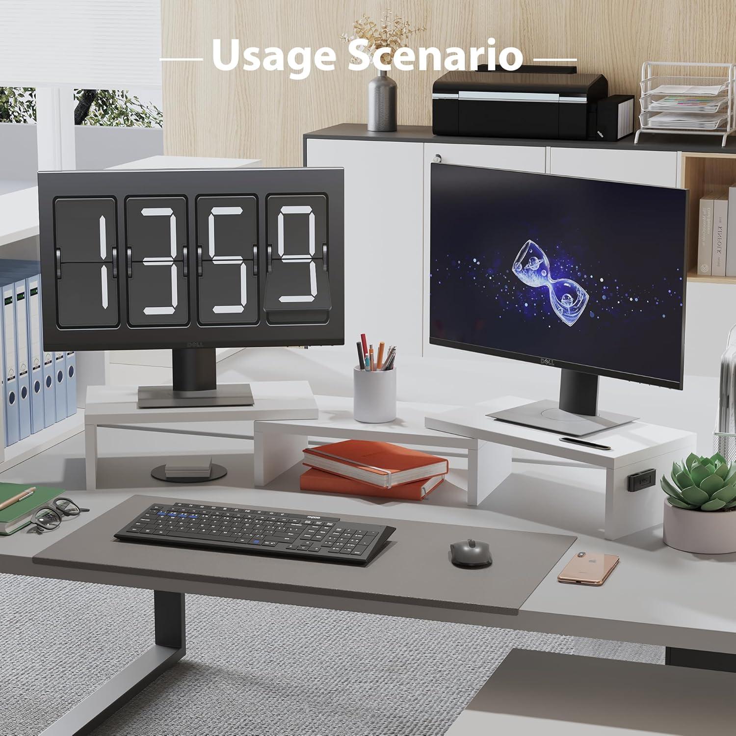 Soporte Doble para Monitor BONTEC Ajustable Ergonómico Blanco